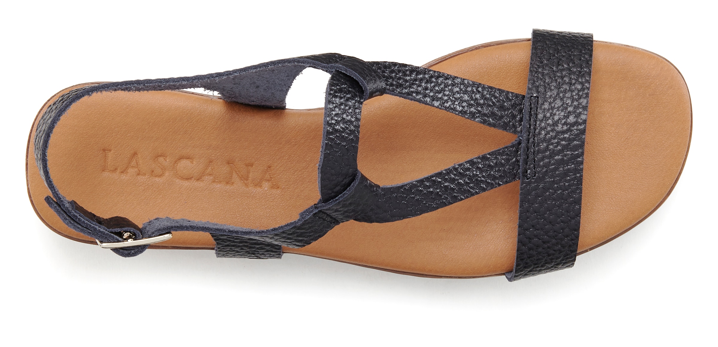 LASCANA Sandale »Sommerschuh«, Sandalette, Sommerschuh aus hochwertigem Leder im Metallic-Look