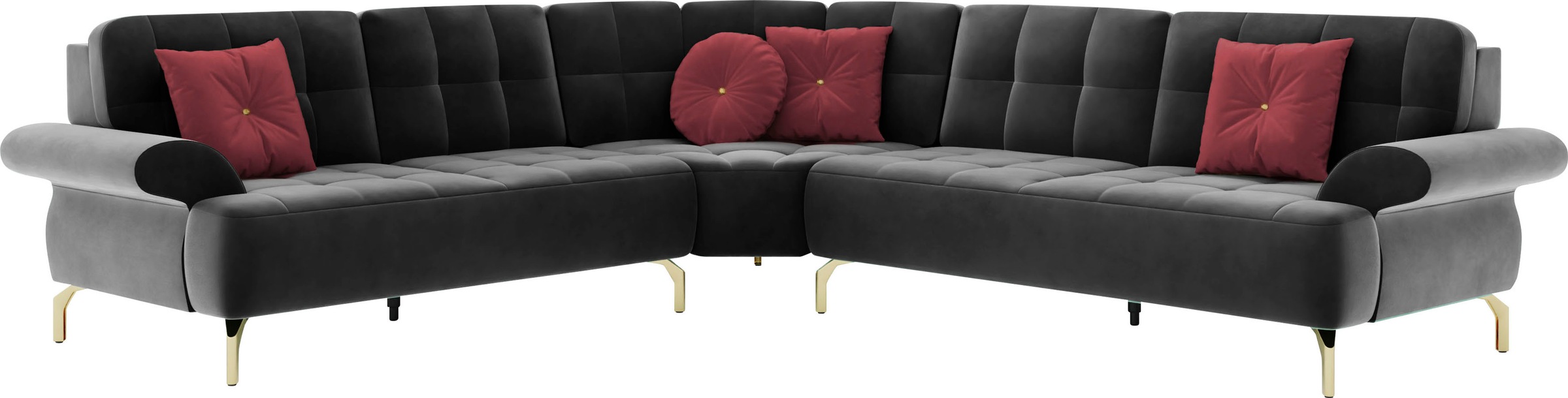 sit&more Ecksofa »Orient 1 L-Form« inkl. 4 Zierkissen mit Strass-Stein, goldfarbene Metallfüsse