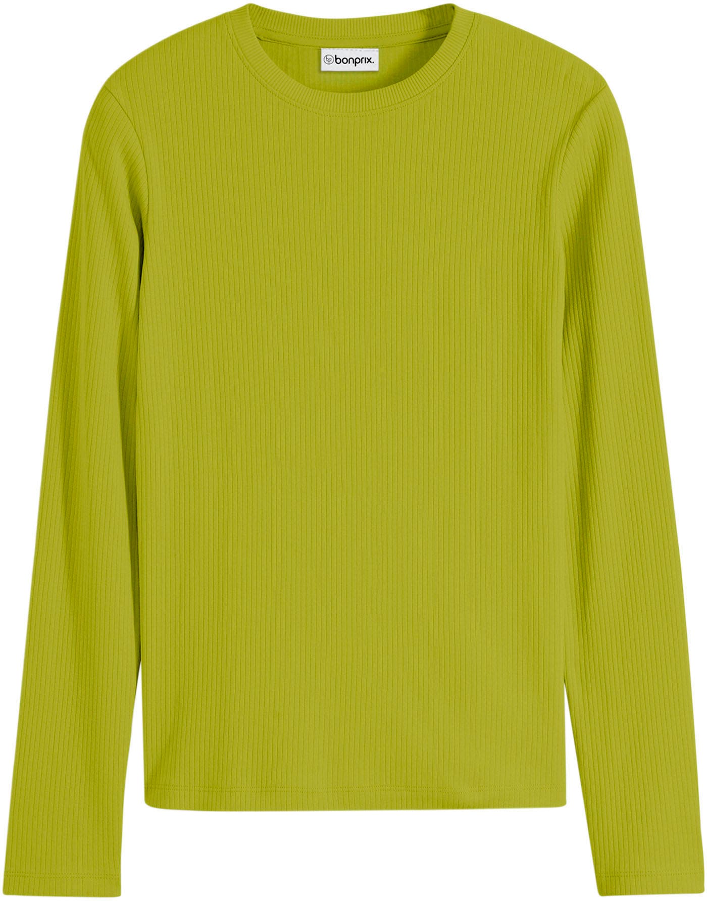 bonprix Langarmshirt »Geripptes Langarmshirt aus reiner Baumwolle« Slim fit Passform, ohne Kragen, aus reiner Baumwolle, unifarben
