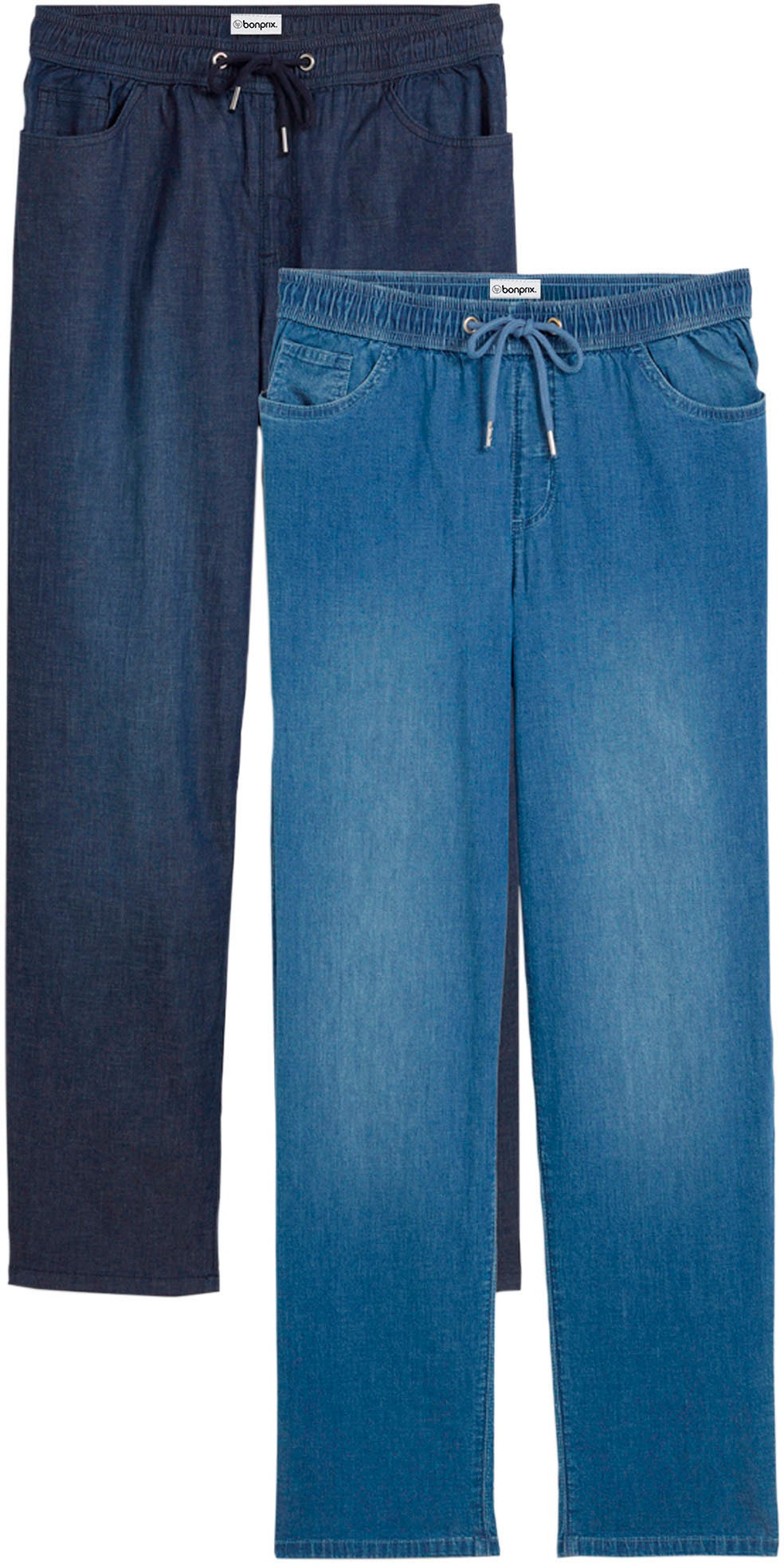 Image of bonprix Schlupfjeans Packung, 2 Stk. lockere loose fit Passform, elastischer Bund mit Kordelzug