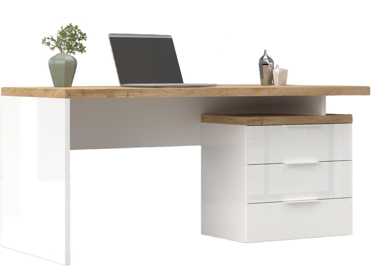Image of Home affaire Schreibtisch "Easy, Computertisch – 38 mm Platte, perfekt fürs Büro & Homeoffice" Breite 160 cm, mit 3 Schubkästen, Selbsteinzug mit Dämpfung