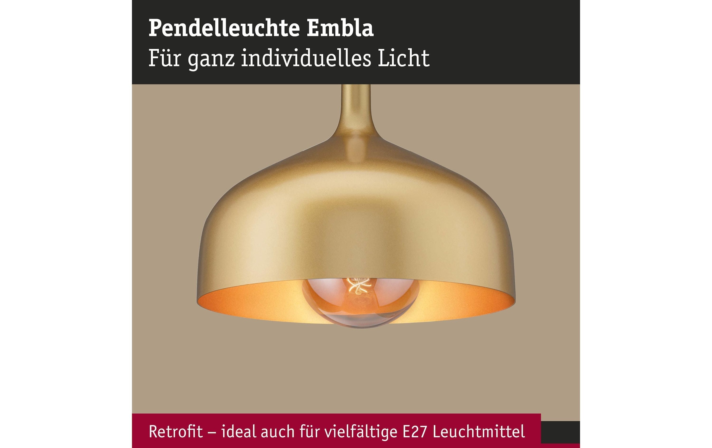 Paulmann Lampe suspendue »Pendelleuchte Embla II E27 Metall Metall«