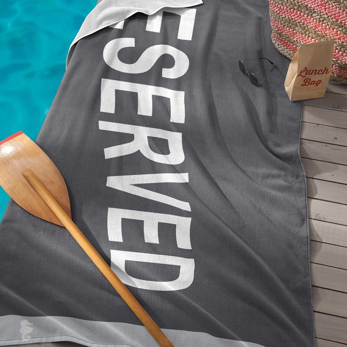 Seahorse Strandtuch »Reserved«, (1 St., Strandtuch 100 x 180 cm), mit Schriftzug