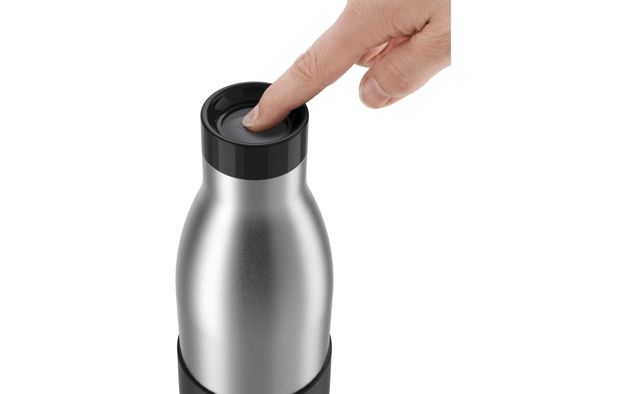 Emsa Gourde »Bludrop Sleeve« acier inoxydable/silicone, Quick-Press, 12h chaud/24h froid