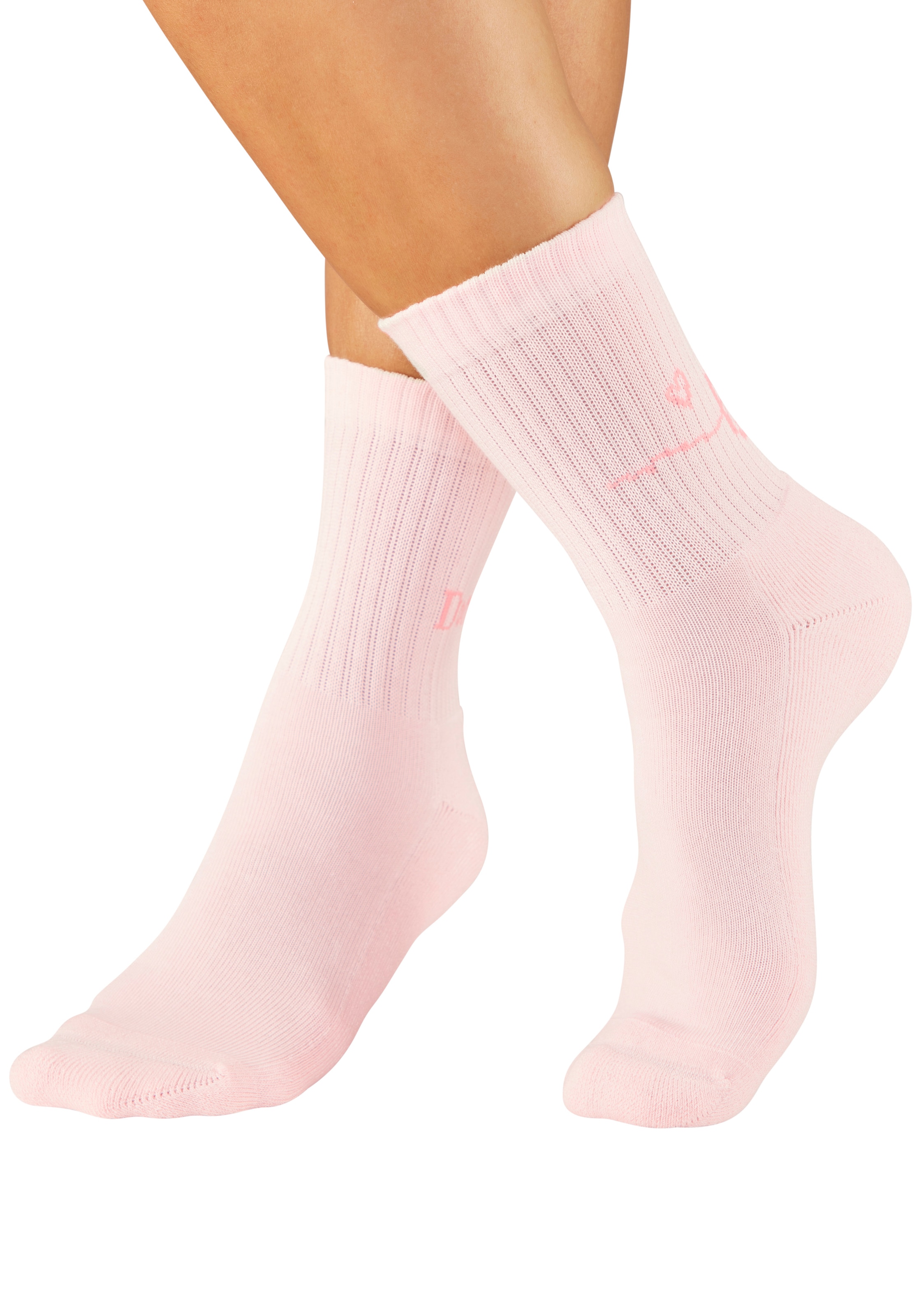 H.I.S Tennissocken »Damen Sportsocken daily socks« Packung, 7 Paar tlg. mit Fussfrottee und ansprechenden Schriftzügen