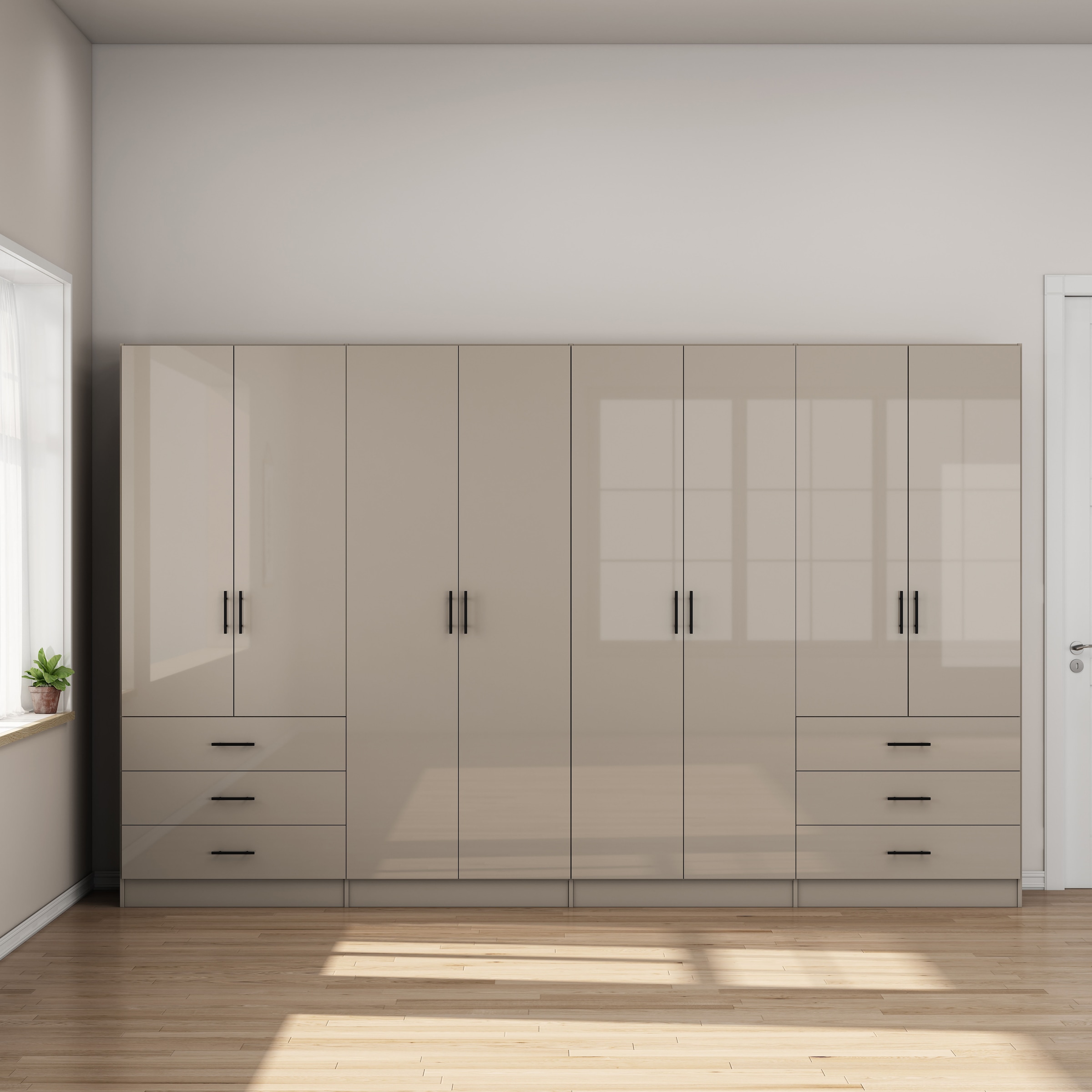 GOODproduct Kleiderschrank »Trento Schlafzimmerschrank Garderobe hochglanz« Schrank mit 8 Türen und 6 Schubladen, hochglänzende Fronten