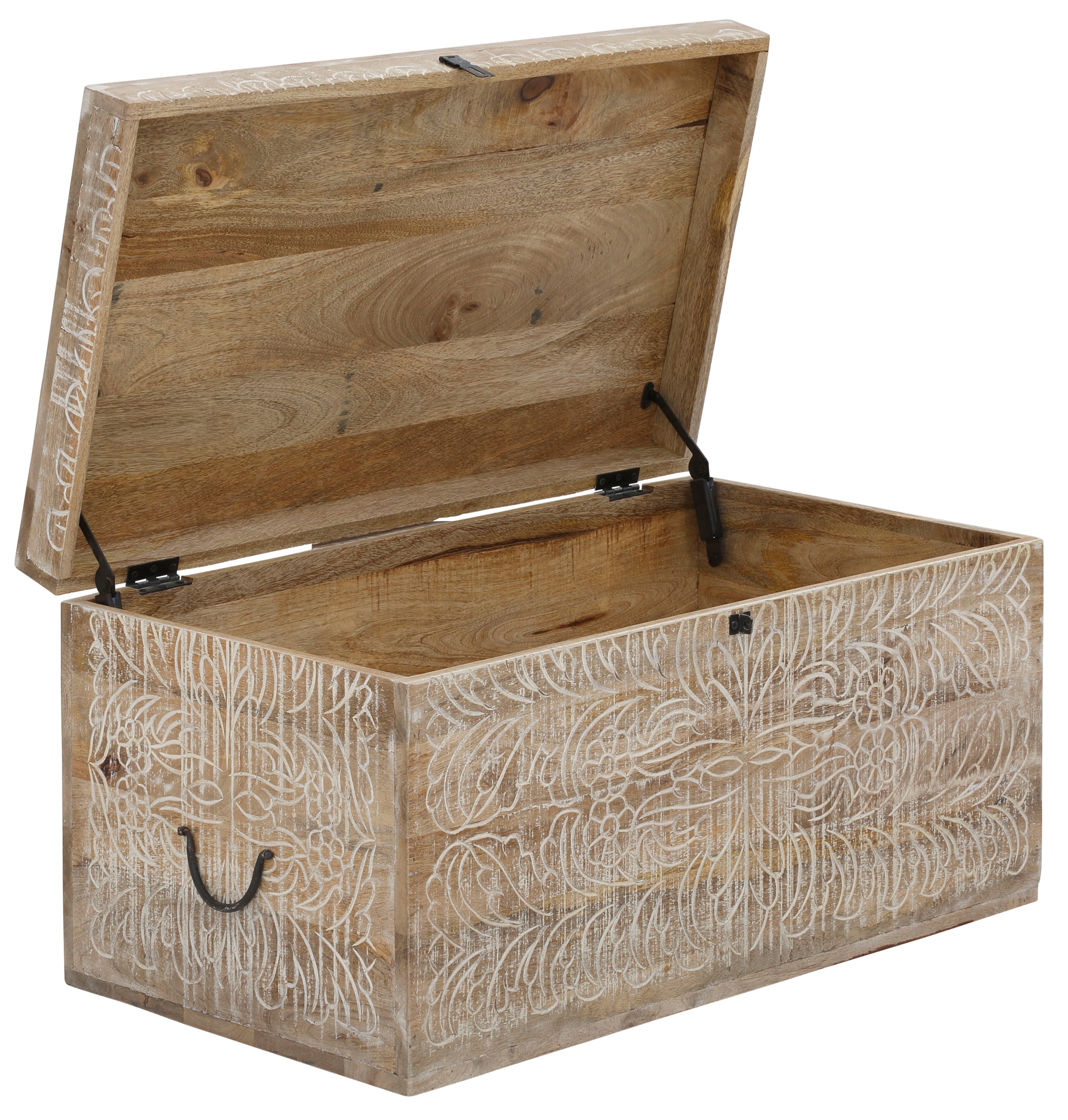 Image of Home affaire Truhentisch »Lavin«, aus massiven, pflegeleichten Mangoholz, mit dekorativen Schnitzereien, Handgefertigt, Breite 90 cm bei Ackermann Versand Schweiz