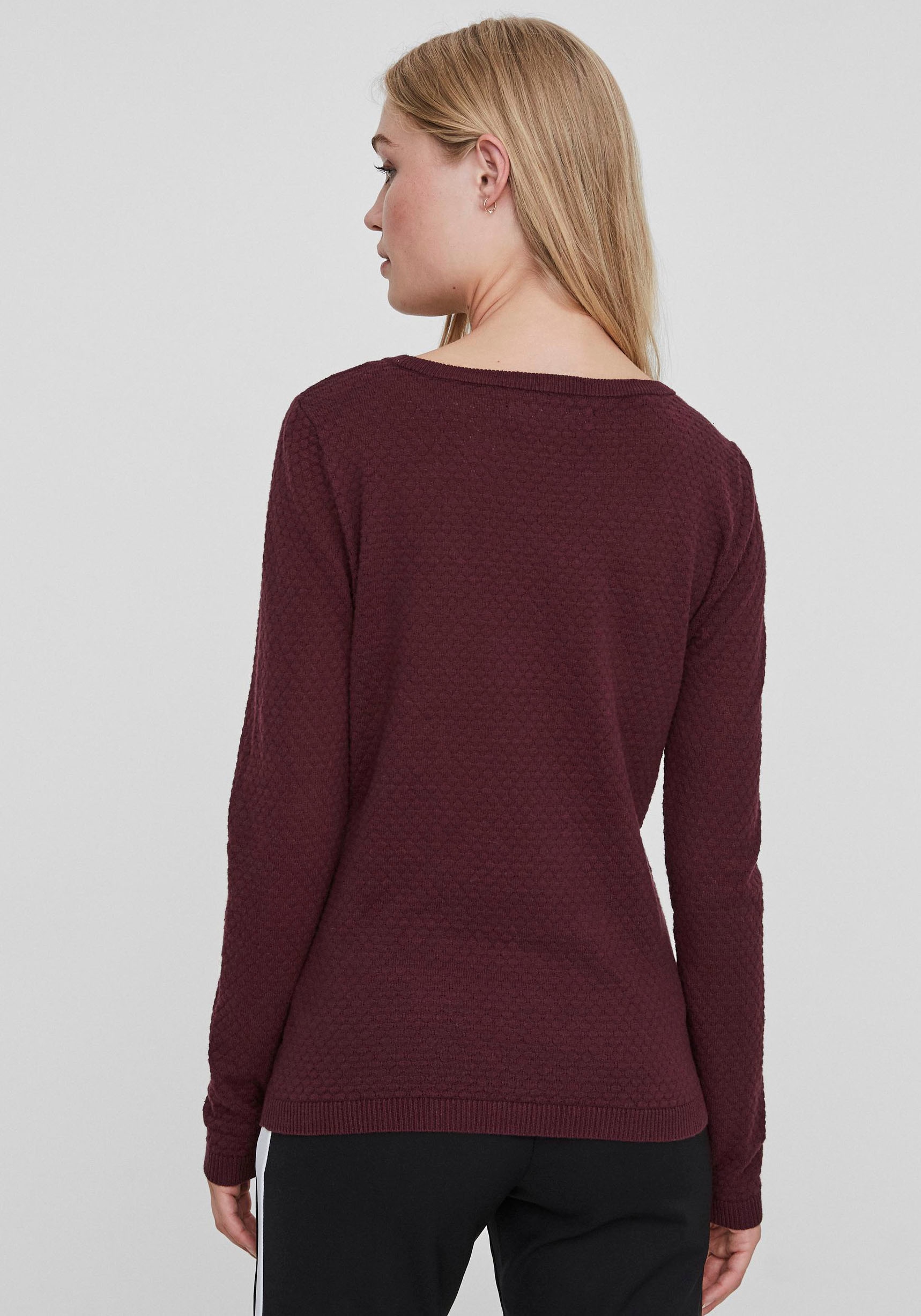 Vero Moda Rundhalspullover »VMCARE STRUCTURE LS O-NECK BLOUSE« aus Bio-Baumwolle