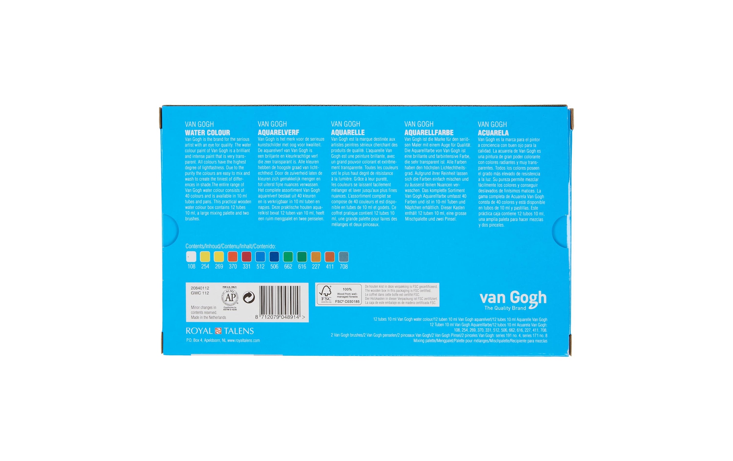 Aquarellfarbe »Van Gogh Malkasten 12er-Set, Mehrfarbig«