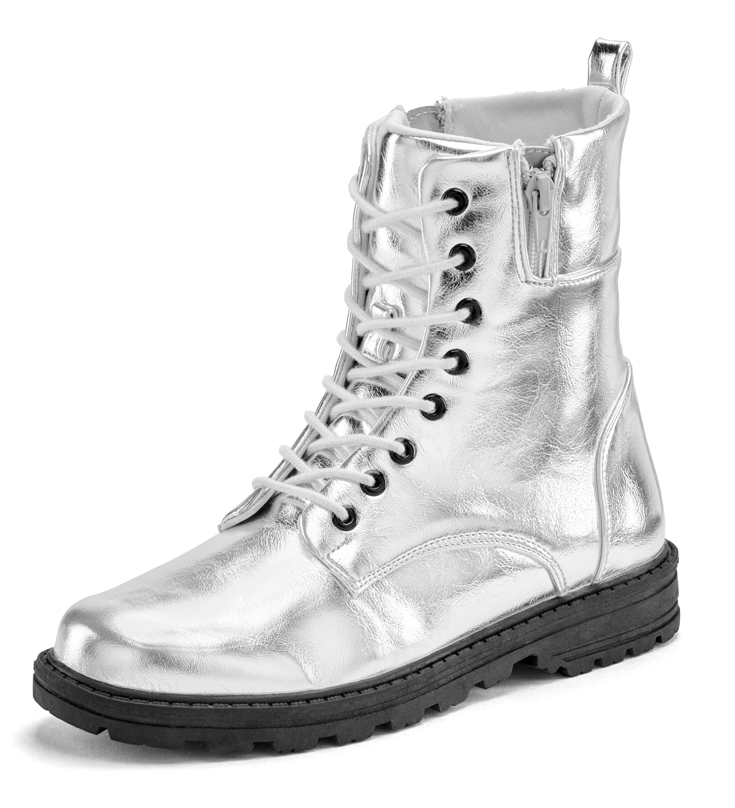 LASCANA Stiefelette, im angesagten Metallic-Look, Stiefel, Boots VEGAN