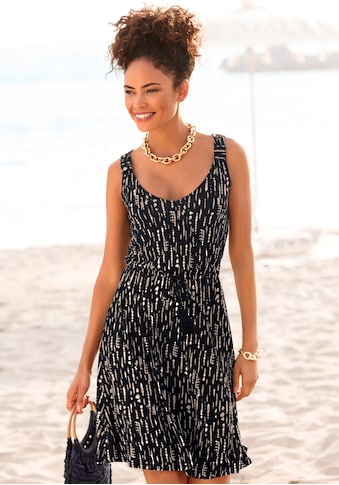 Druckkleid, mit Zierband hinten, kurzes Sommerkleid im Alloverdruck, Strandkleid