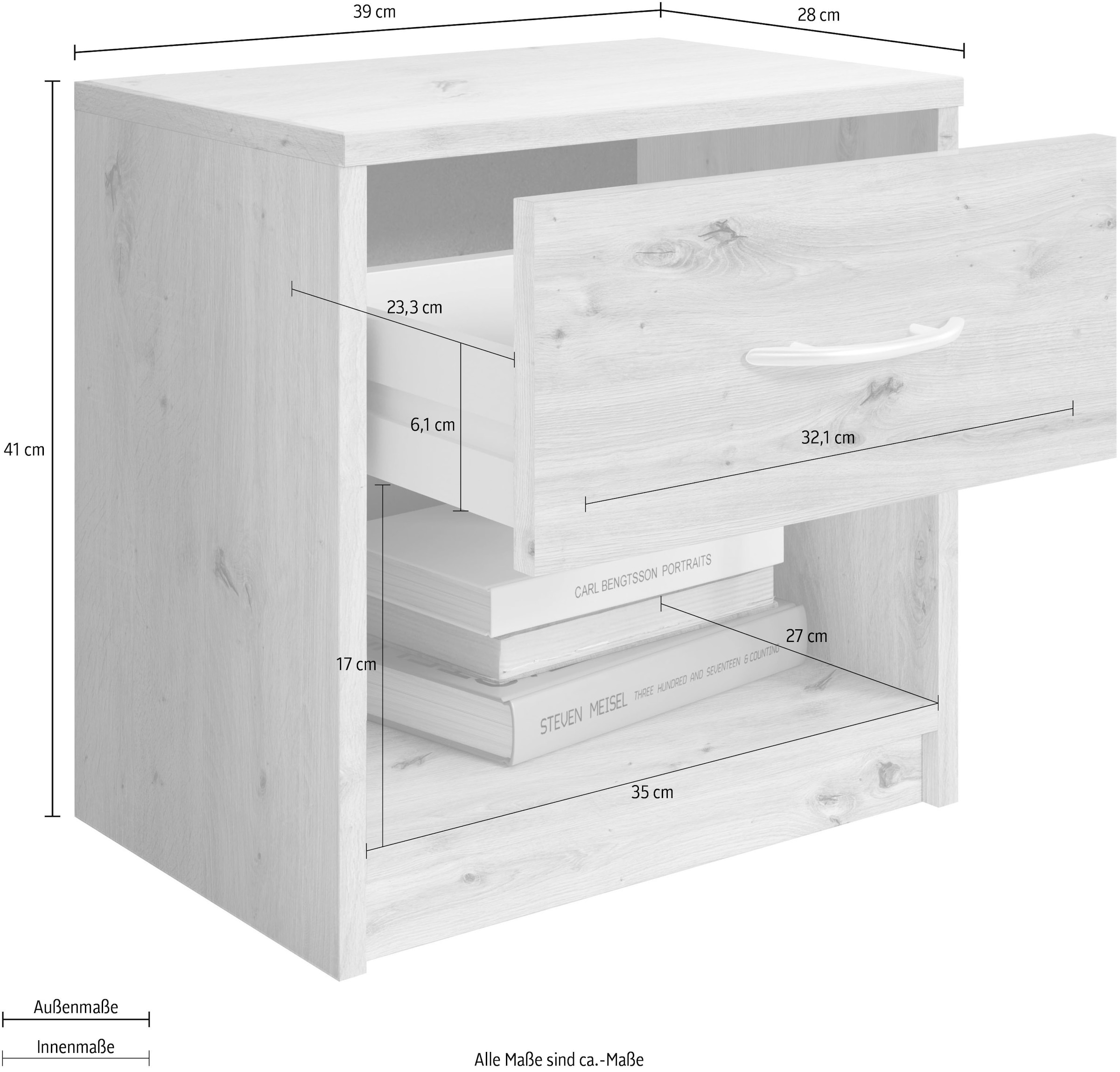 Schlafkontor Table de nuit »Pepe« Largeur 39 cm