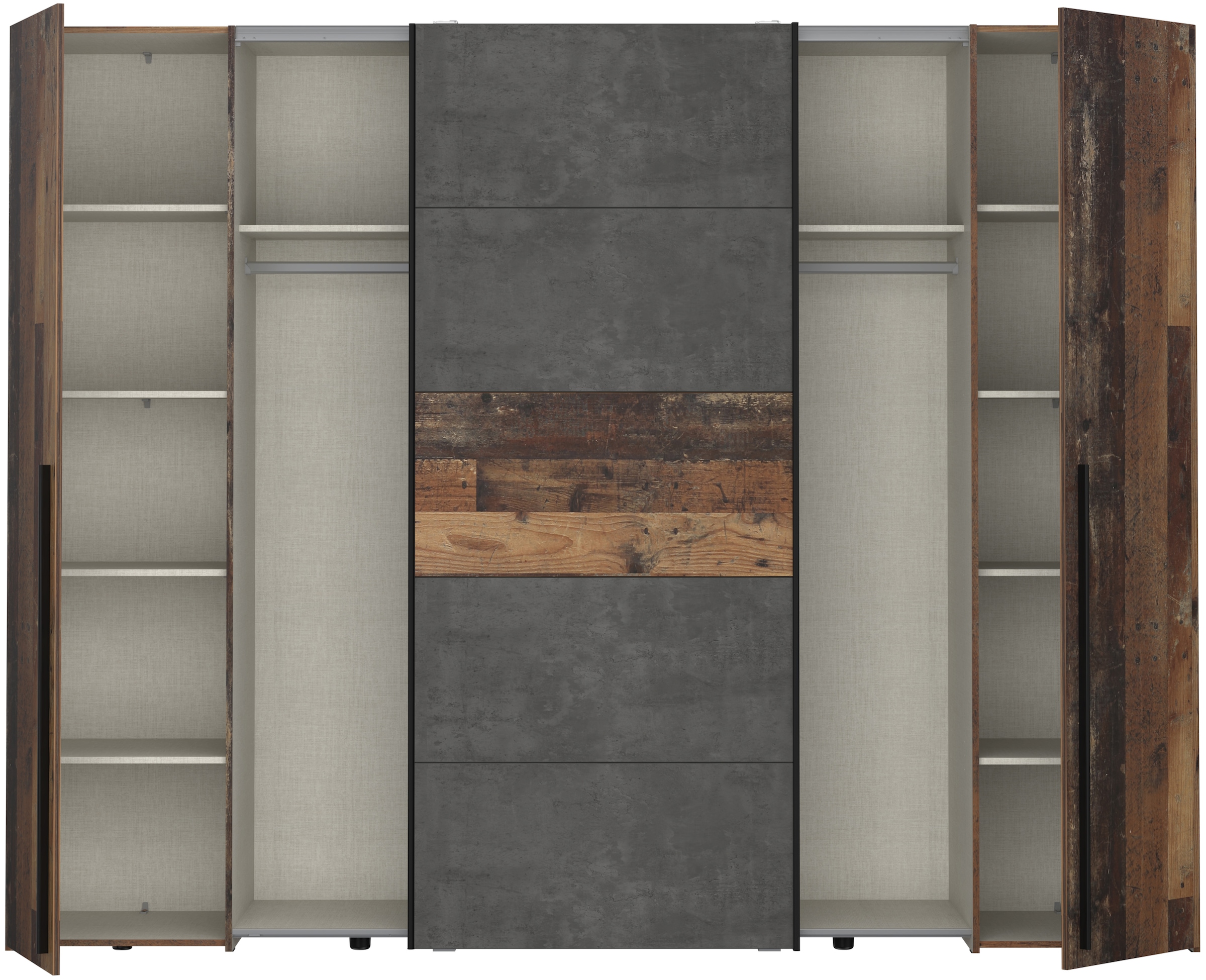 FORTE Kleiderschrank »Narago, Kombischrank, Paneele  wechselbar« B/H/T ca. 270/210/61cm,  Kombination aus Schwebetüren mit seitlichen Drehtüren, Made in Europe