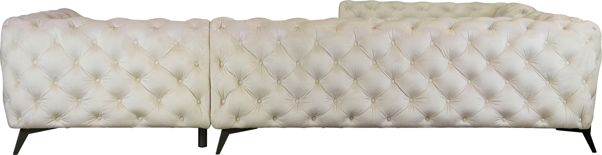 Leonique Chesterfield-Sofa »Amaury L-Form« grosses Ecksofa, Chesterfield-Optik, Breite 323 cm, Fussfarbe wählbar
