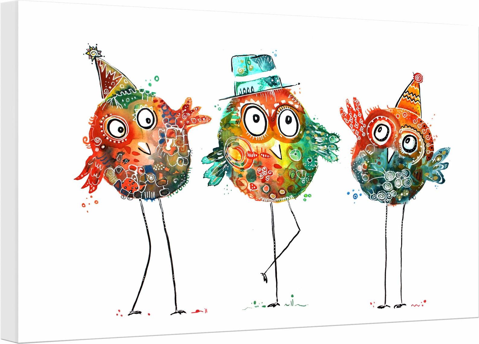 Image of Wall-Art Leinwandbild »Hagenmeyer - Party Eulen«, 45/30 cm bei Ackermann Versand Schweiz