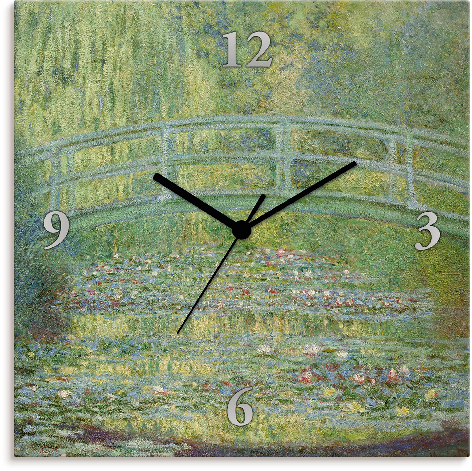 Image of Artland Wanduhr »Seerosenteich und japanische Brücke.«, lautlos, ohne Tickgeräusche, nicht tickend, geräuschlos - wählbar: Funkuhr o. Quarzuhr, moderne Uhr für Wohnzimmer, Küche etc. - Stil: modern bei Ackermann Versand Schweiz