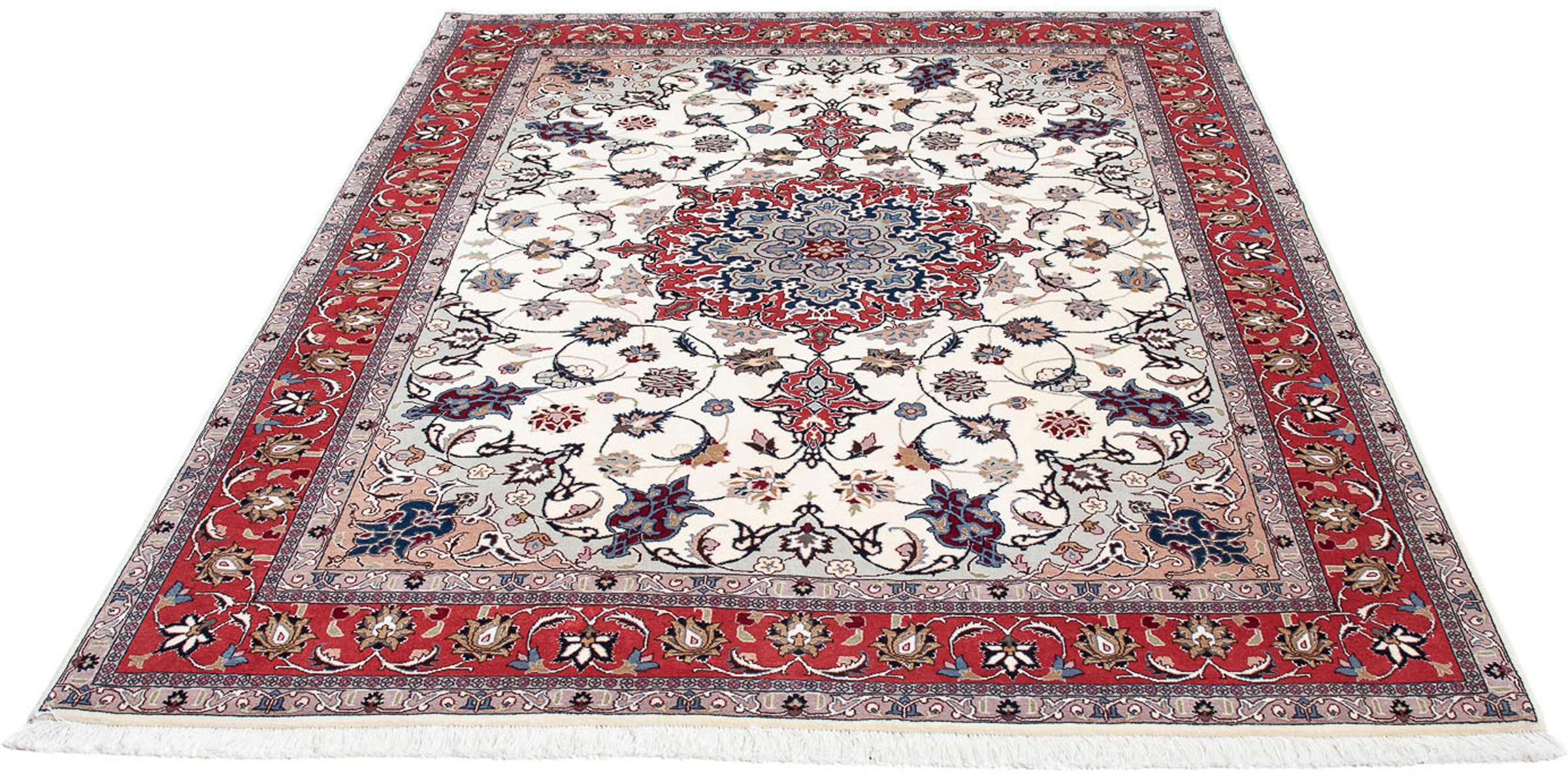 Image of morgenland Orientteppich »Perser - Täbriz - Royal - 202 x 147 cm - beige«, rechteckig, 7 mm Höhe, Wohnzimmer, Handgeknüpft, Einzelstück mit Zertifikat bei Ackermann Versand Schweiz