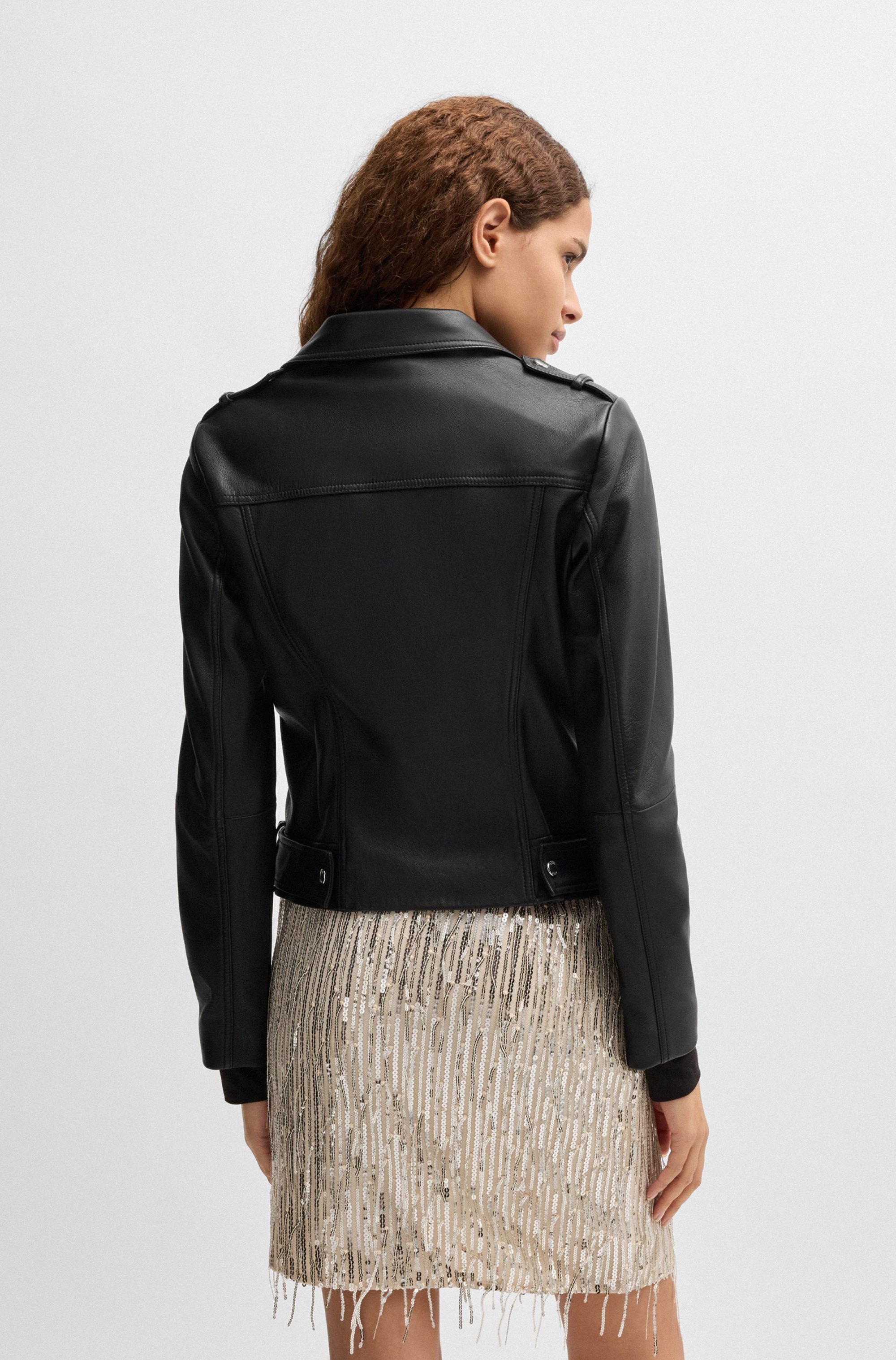 BOSS ORANGE Lederjacke »Sameli Premium Damenmode«, mit Ziergürtel