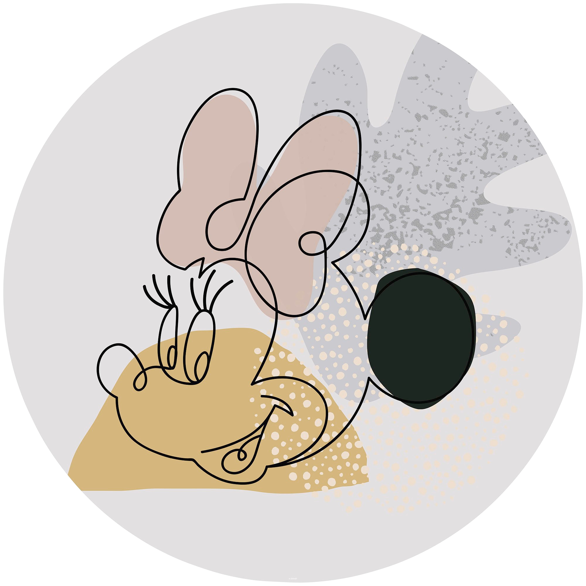 Image of Komar Fototapete "Vlies selbstklebend - Minnie Line Art - Grösse 125 x 125 cm" bedruckt glatt Kinderzimmer