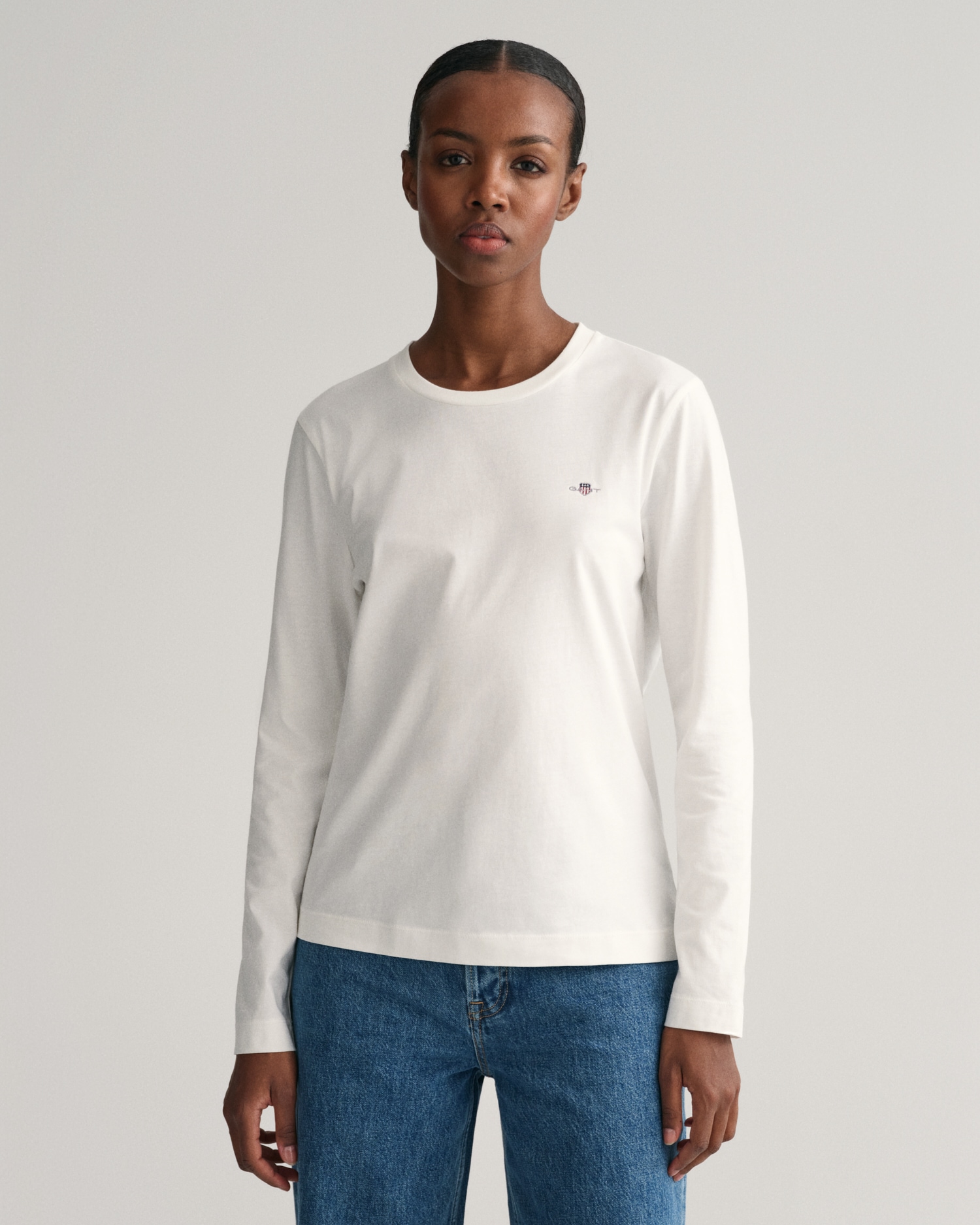 Image of Gant Langarmshirt "REG SHIELD LS T-SHIRT" kleine Logostickerei auf der Brust