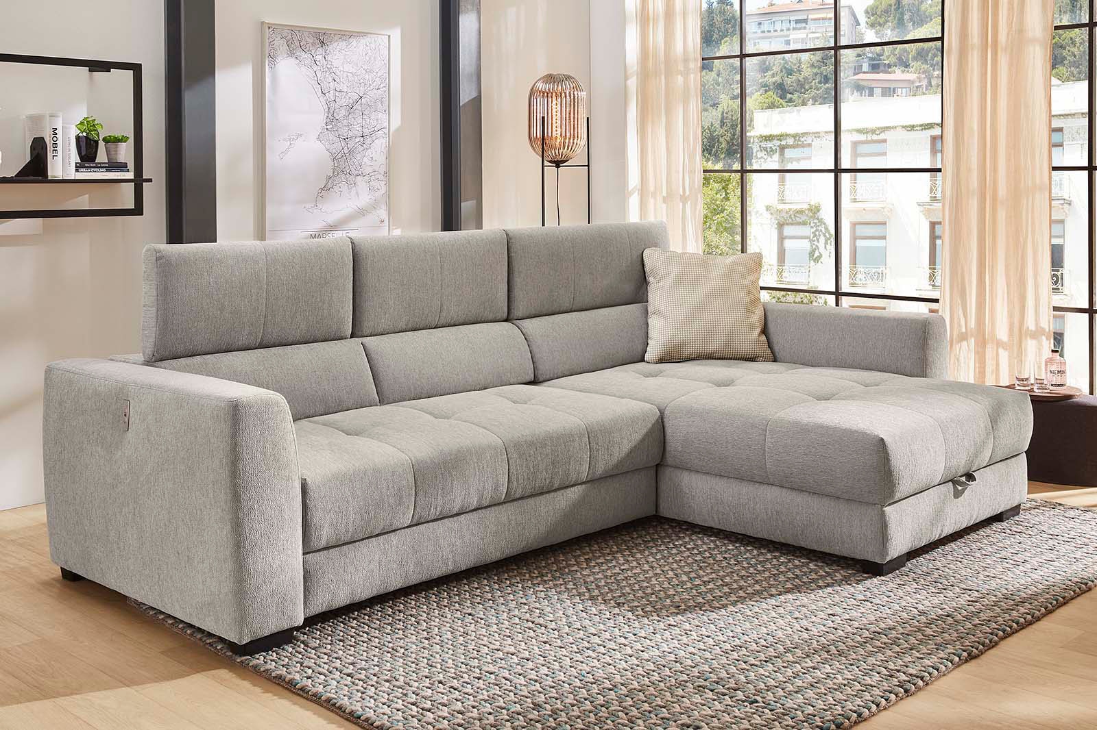 Jockenhöfer Gruppe Ecksofa »San Marino L-Form« mit elektromotorischer Sitztiefenverstellung (ca. 30cm), Bettkasten