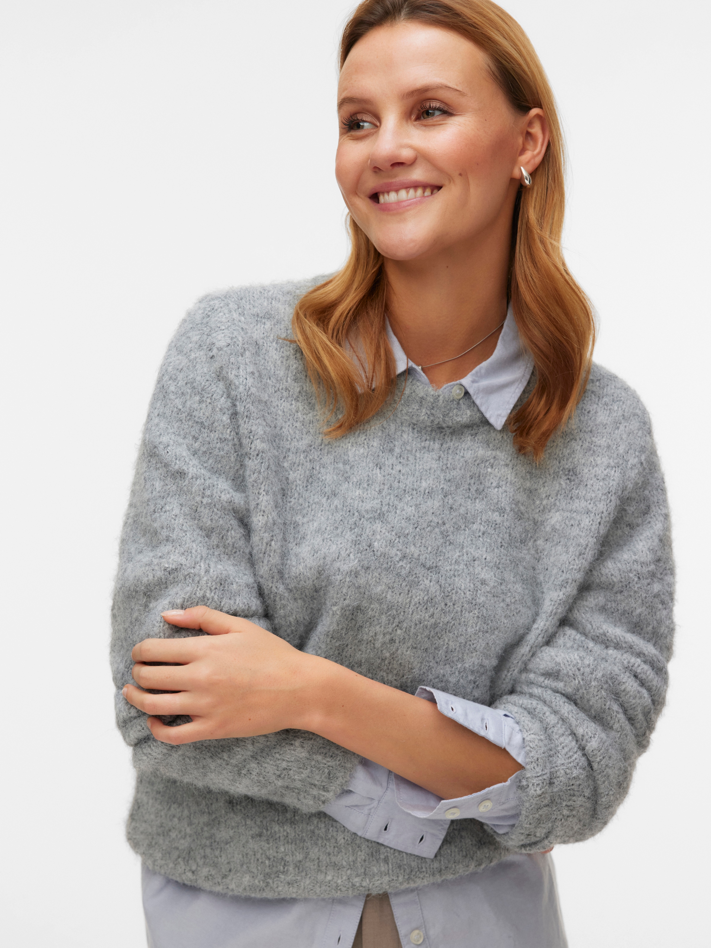 Vero Moda Pull en tricot »VMNOVAH LS O-NECK PULLOVER GA NOOS« Materialmix, regular fit