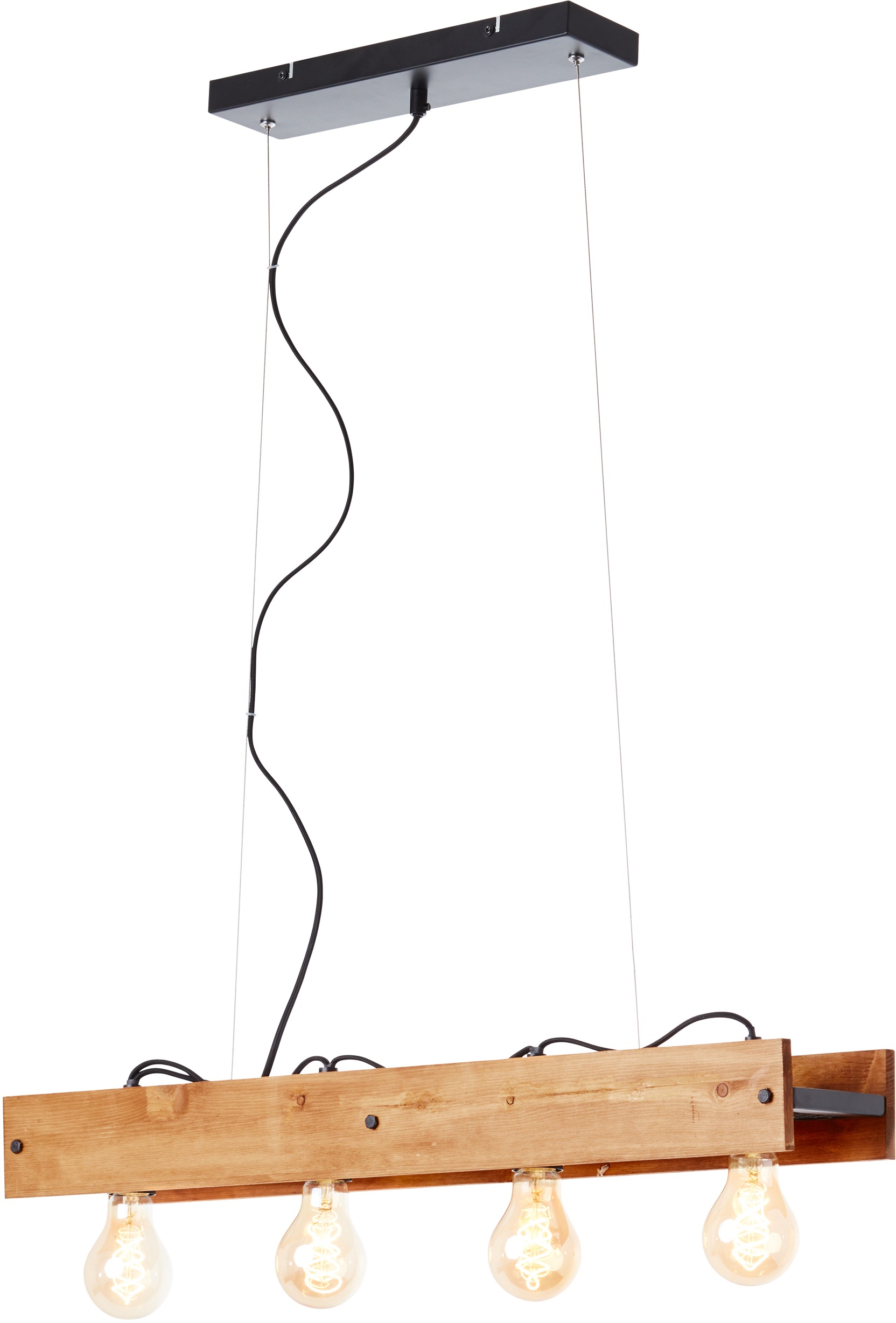 Brilliant Pendelleuchte »Calandra« 1 tlg. 150 cm Höhe, 75 cm Breite, 4 x E27, Metall/Holz, schwarz/holz