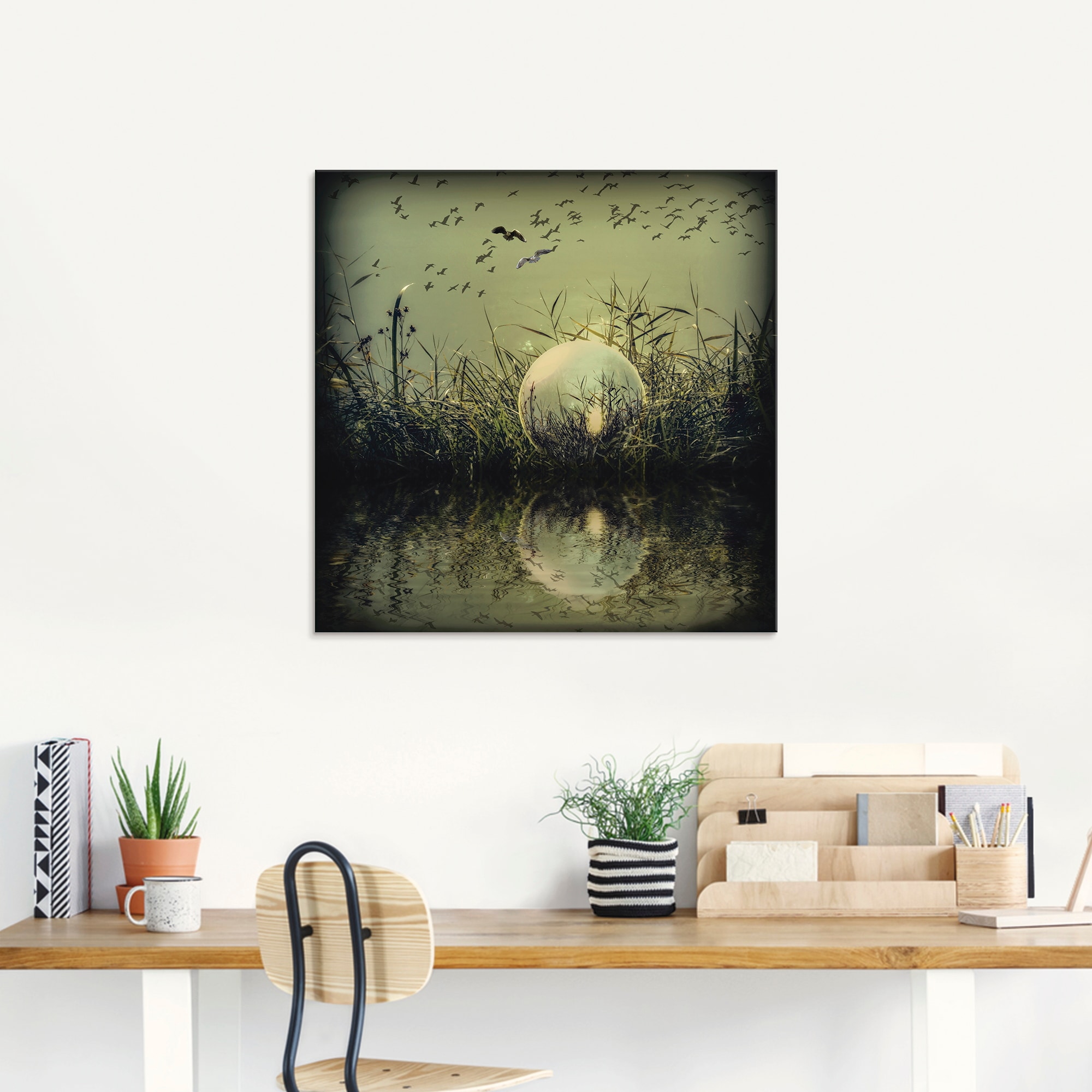 Artland Glasbild »In der Glaskugel - Mystische Au«, Landschaften, (1 St.), in verschiedenen Grössen