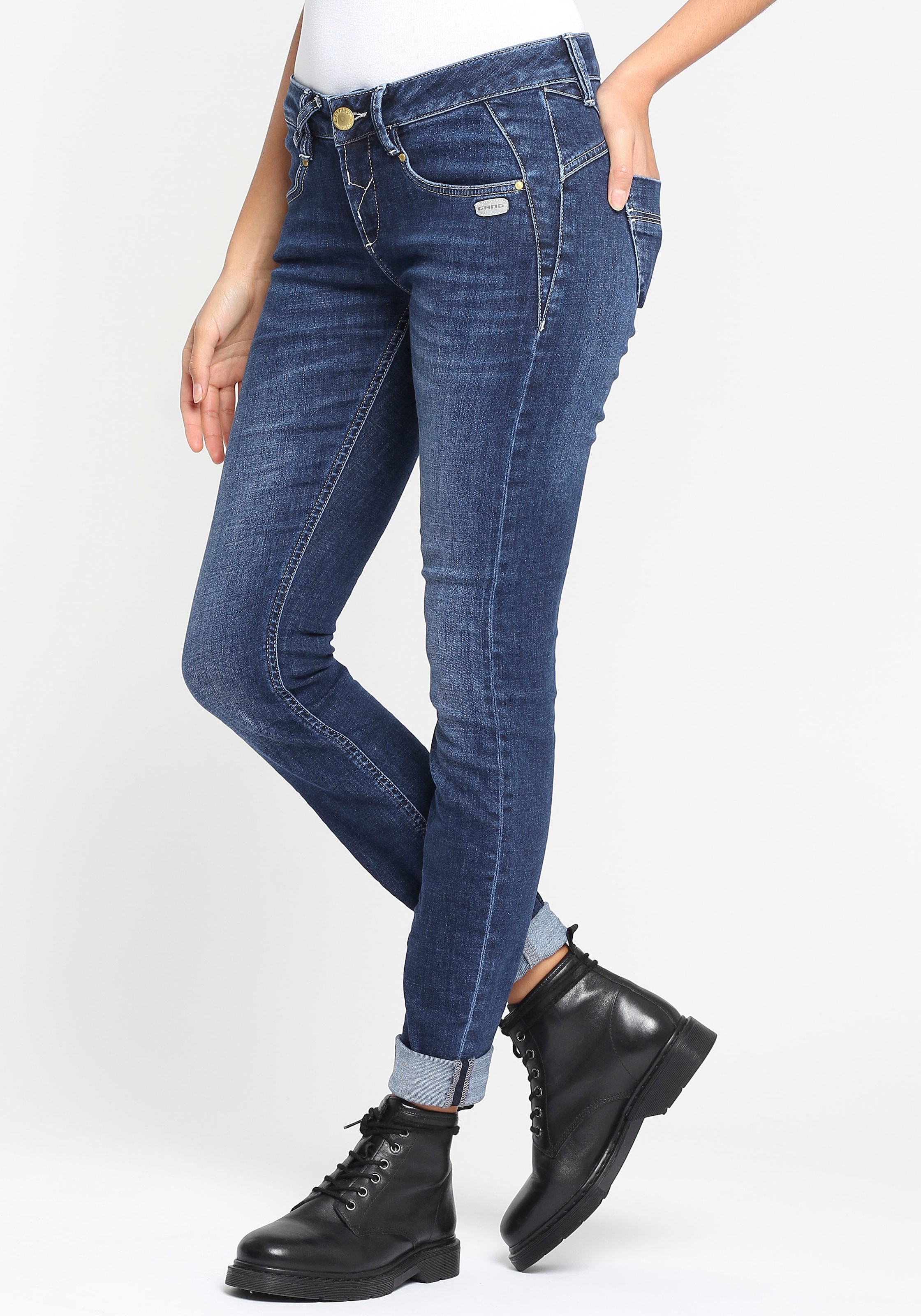 GANG Skinny-fit-Jeans »94NELE«, mit Rundpasse und seitlichen Dreieckseinsätzen f. e. tolle Silhouette