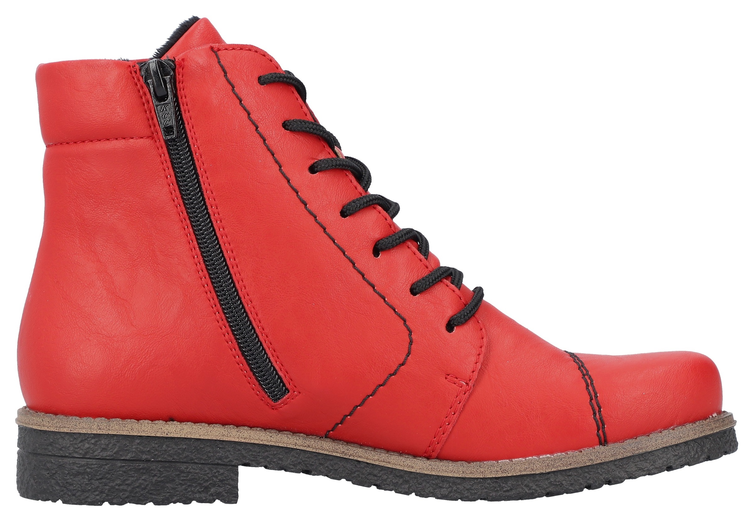 Rieker Schnürstiefelette, Schnürboots, Reissverschluss-Stiefelette, Blockabsatz, Rosenmuster