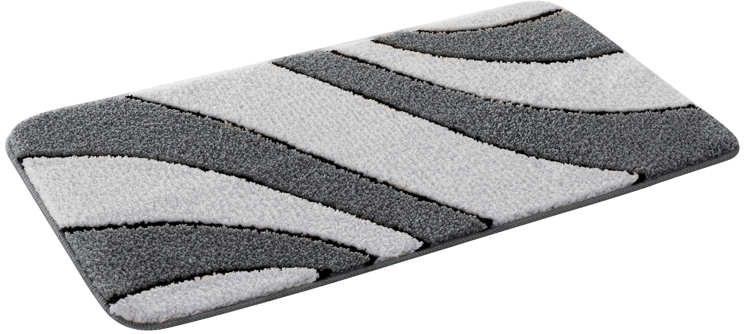 my home Badematte »Anna, Badvorleger, Badezimmer Teppich«, rutschhemmend beschichtet, fussbodenheizungsgeeignet-schnell trocknend, Badteppich, Hoch Tief Effekt, Modern, Weich, Wellen