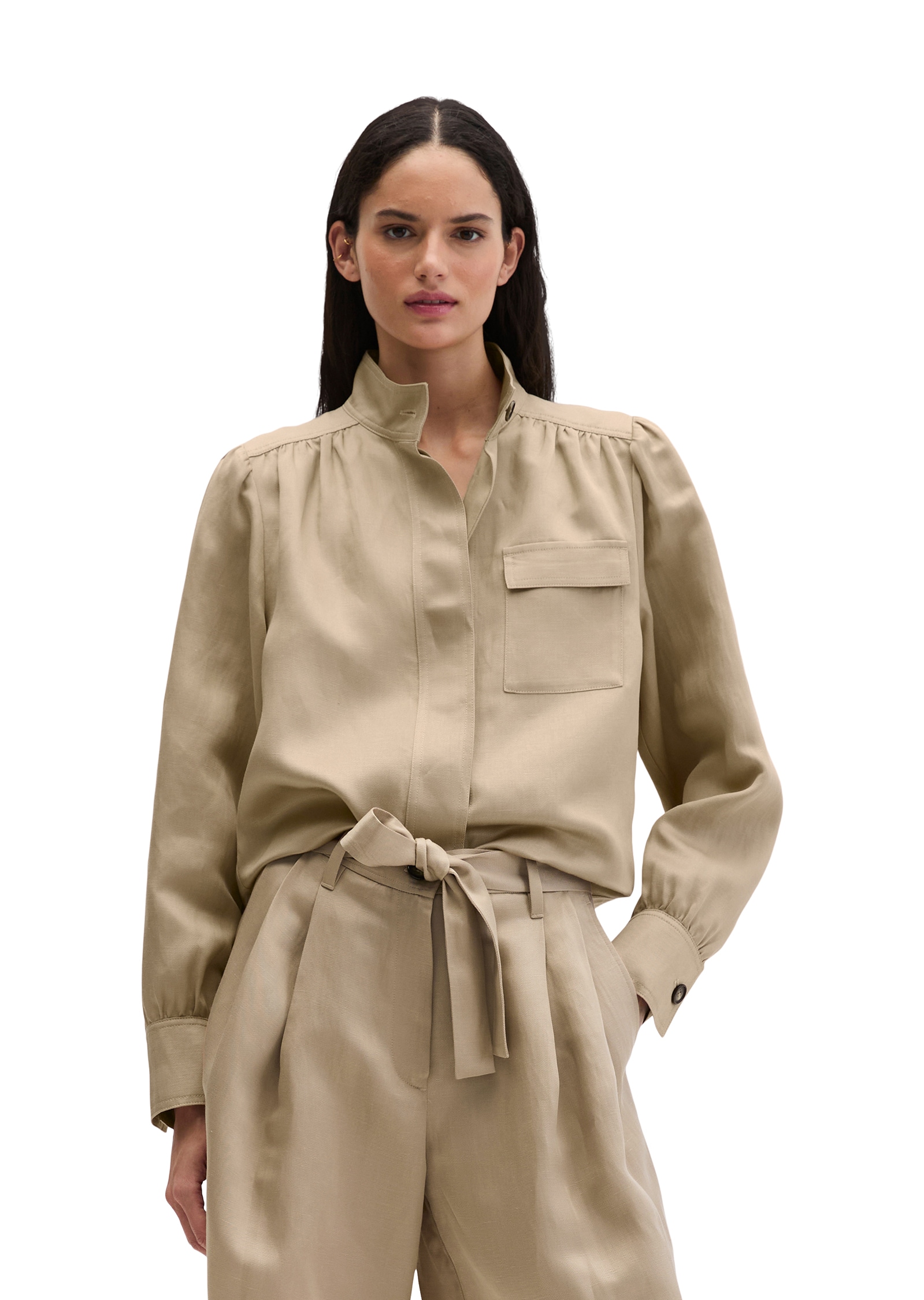 Image of Marc OPolo Kurzjacke Stehkragen-Jacke loose aus TENCEL™ Lyocell-Leinen-Mix