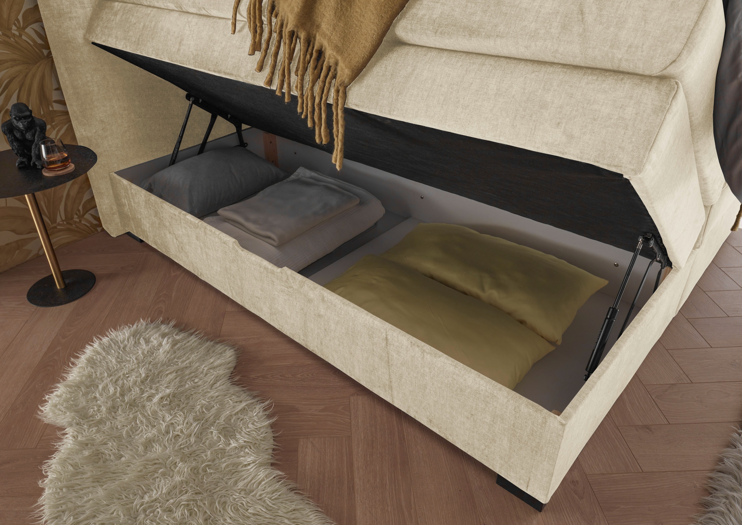 ED EXCITING DESIGN Lit boxspring »Fanes mit Komforteinstiegshöhe von 73cm« erhältlich in 180x200cm, inkl. Bettkasten und 7cm Visco-Topper