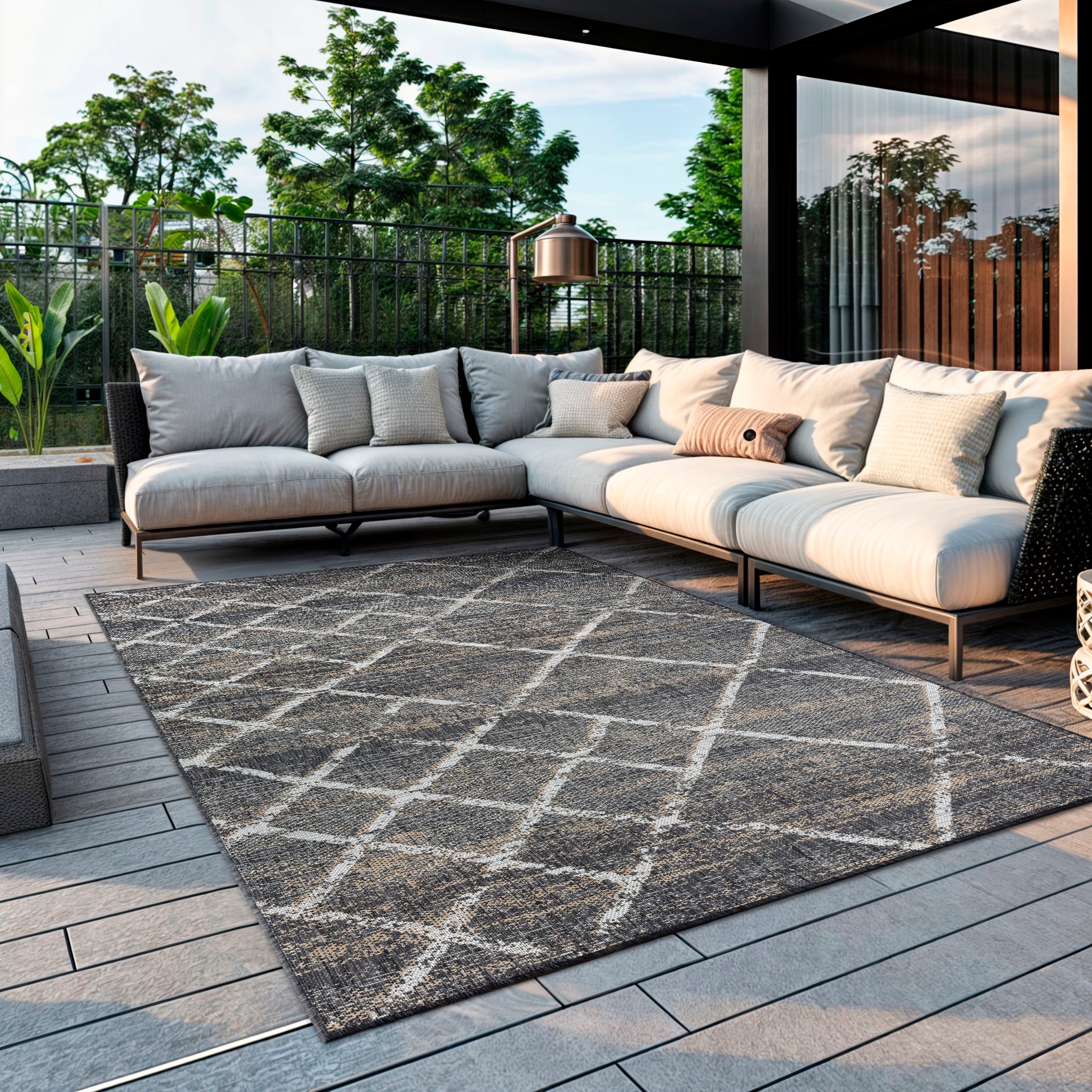Image of GOODproduct Teppich "Sorren, LAGERRÄUMUNG" rechteckig 8 mm Höhe Rauten Muster, In- und Outdoor geeignet, Terrasse & Balkon