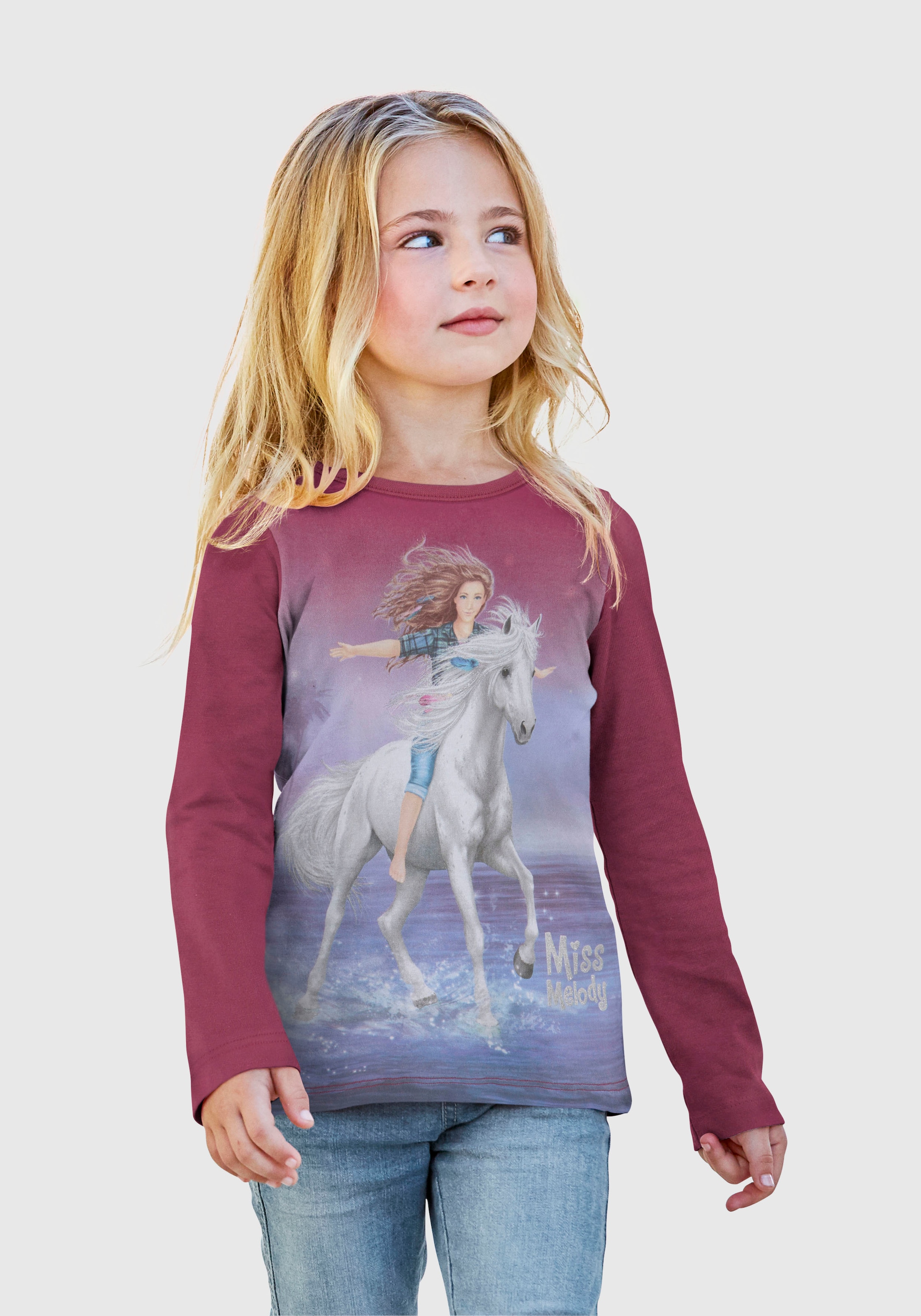 Trendige Miss Melody Langarmshirt, mit schönem Pferdemotiv  versandkostenfrei - ohne Mindestbestellwert kaufen