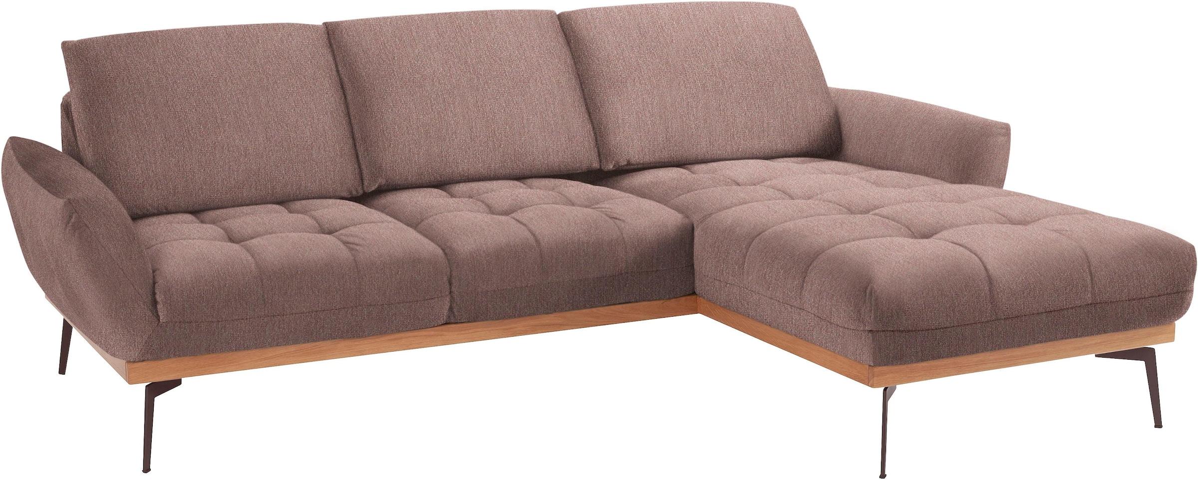 Image of exxpo - sofa fashion Ecksofa "Palic, inkl. Rückenverstellung, bequem, elegant, Breite 245cm, L-Form" vom Sofa zum Hochlehner. Hohe Füsse und Holzblende als Designmerkmal