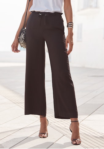 Paperbag-Hose, mit weitem Bein und Taschen, Wide-Leg, Stoffhose, casual, elegant