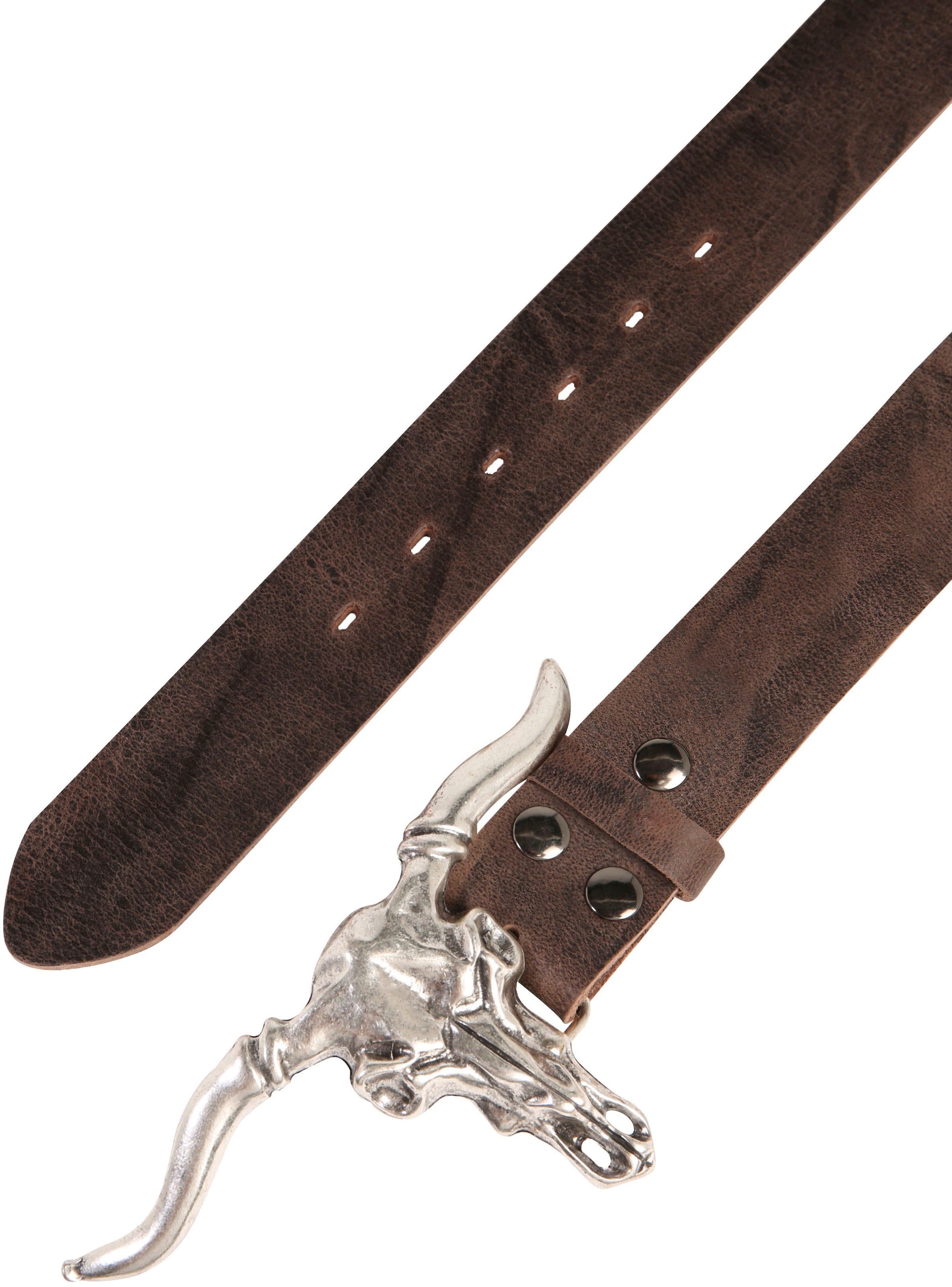 RETTUNGSRING by showroom 019° Ceinture en cuir mit Büffelkopf-Koppelschliesse
