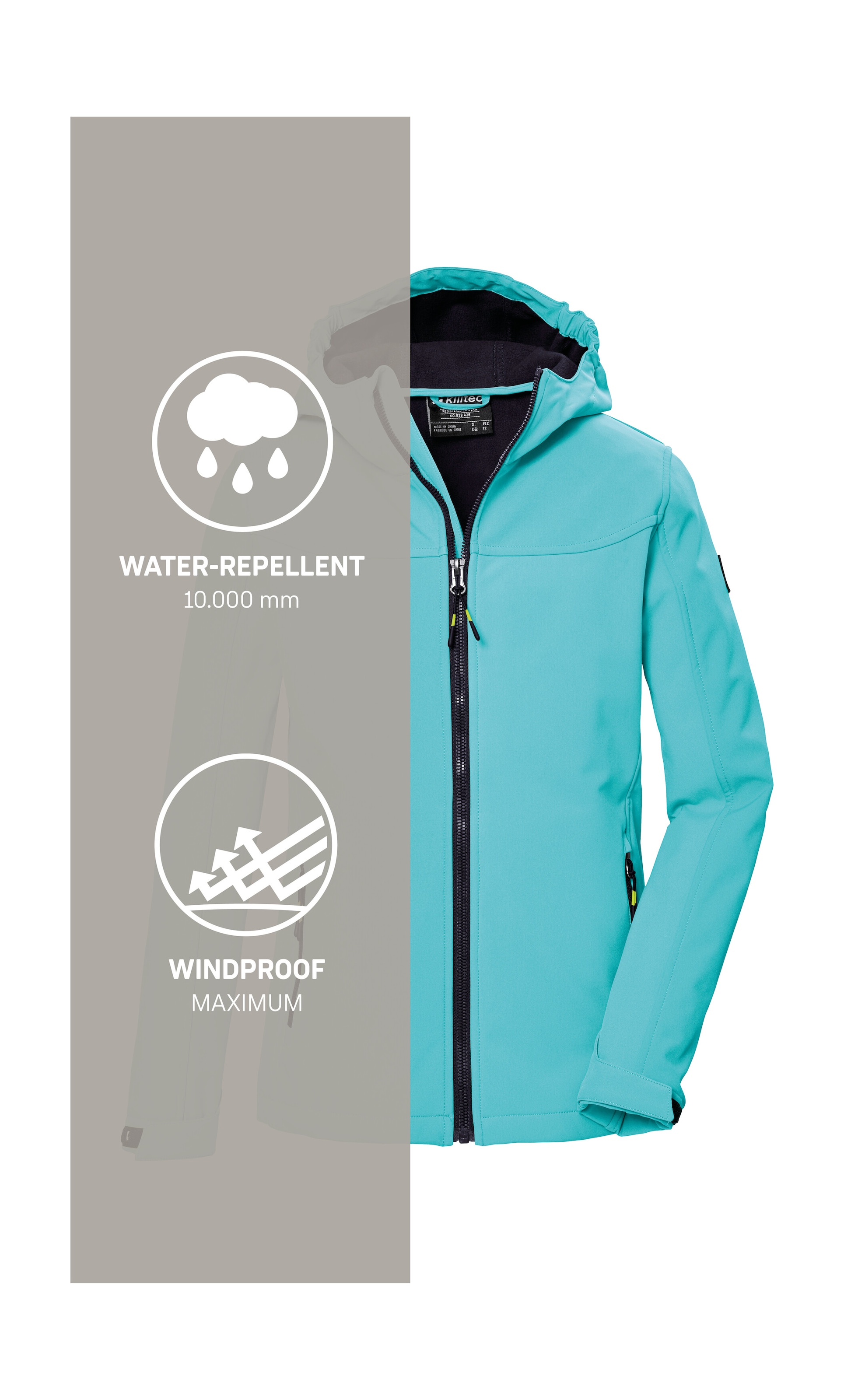 Killtec Softshelljacke »KOS 145 GRLS SFTSHLL JCKT«, Wind- und wasserabweisende Mädchenjacke, atmungsaktiver Mesh-Einsatz