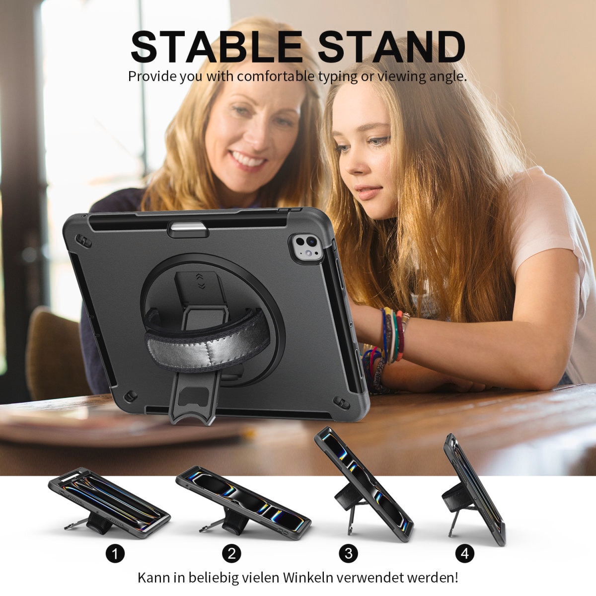4smarts Tablet-Hülle »Rugged Case GRIP für Apple iPad Pro 13 (M4, 2024)«, Backcover, Schutzhülle, Handyschutzhülle, Case, Schutzcase, stossfest