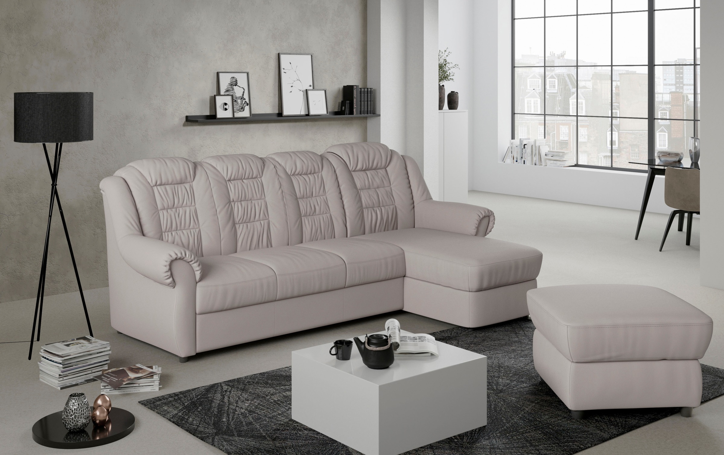 Home affaire Ecksofa »Boston L-Form«, mit hoher Rückenlehne, wahlweise mit Bettfunktion