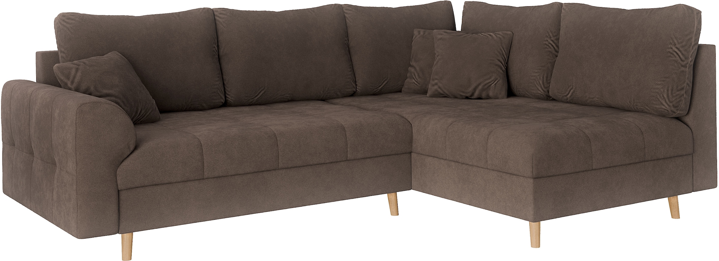 Home affaire Ecksofa »CHARRE L-Form mit Ottomane, Masse B/T/H: 231/161/81 cm«, feine Steppung, lose Rücken- und Zierkissen, auch in Cord und Bouclé