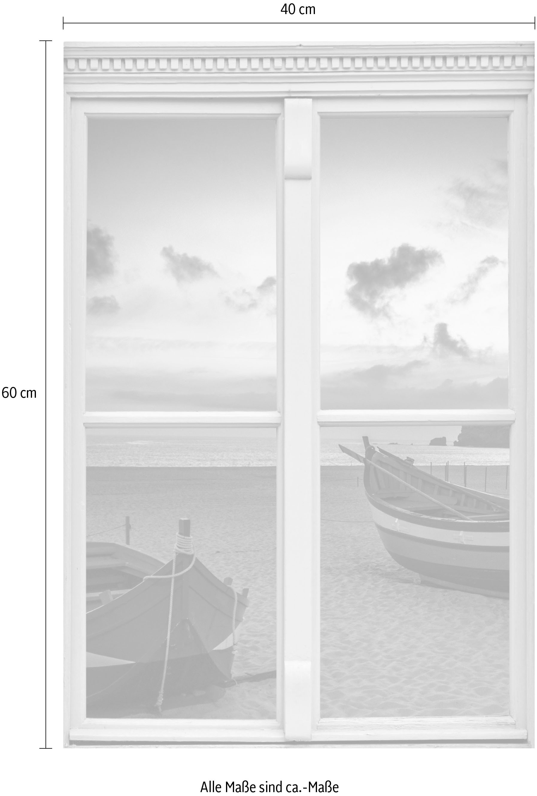 queence Wandsticker »Boote am Strand«, Wandsticker, Wandbild, selbstklebend, 3D, Fenster