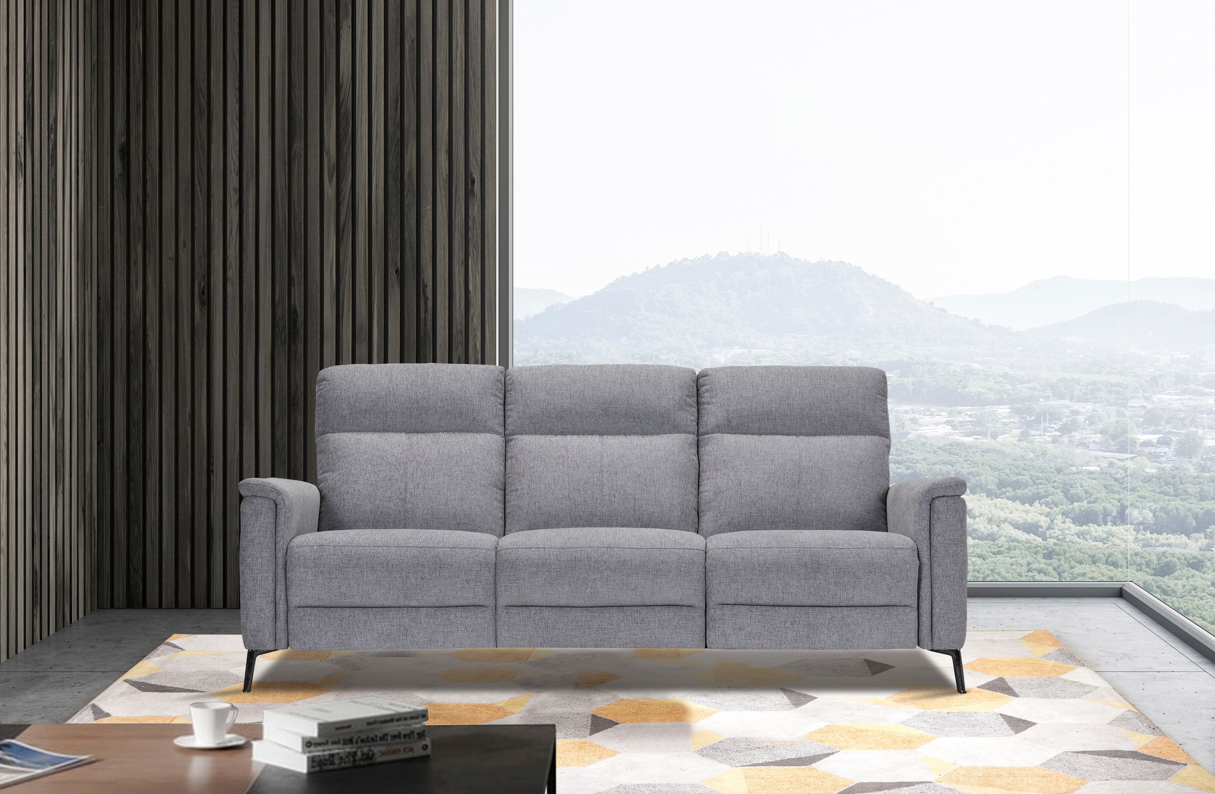 Places of Style 3-Sitzer »Barano, Relaxsofa in Leder und Webstoff«, elektrische Relaxfunktion in 2 Sitzen, Kopfteilverstellung und USB
