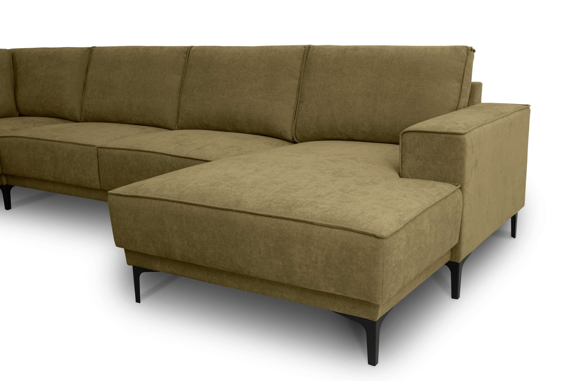 Places of Style Wohnlandschaft »XXL Sofa Oland, Struktur, Flachgewebe, Luxus-Microfaser, Boucle«, U-Form, 342 cm, Wellenunterfederung, Skandi-Design, Metallfüsse