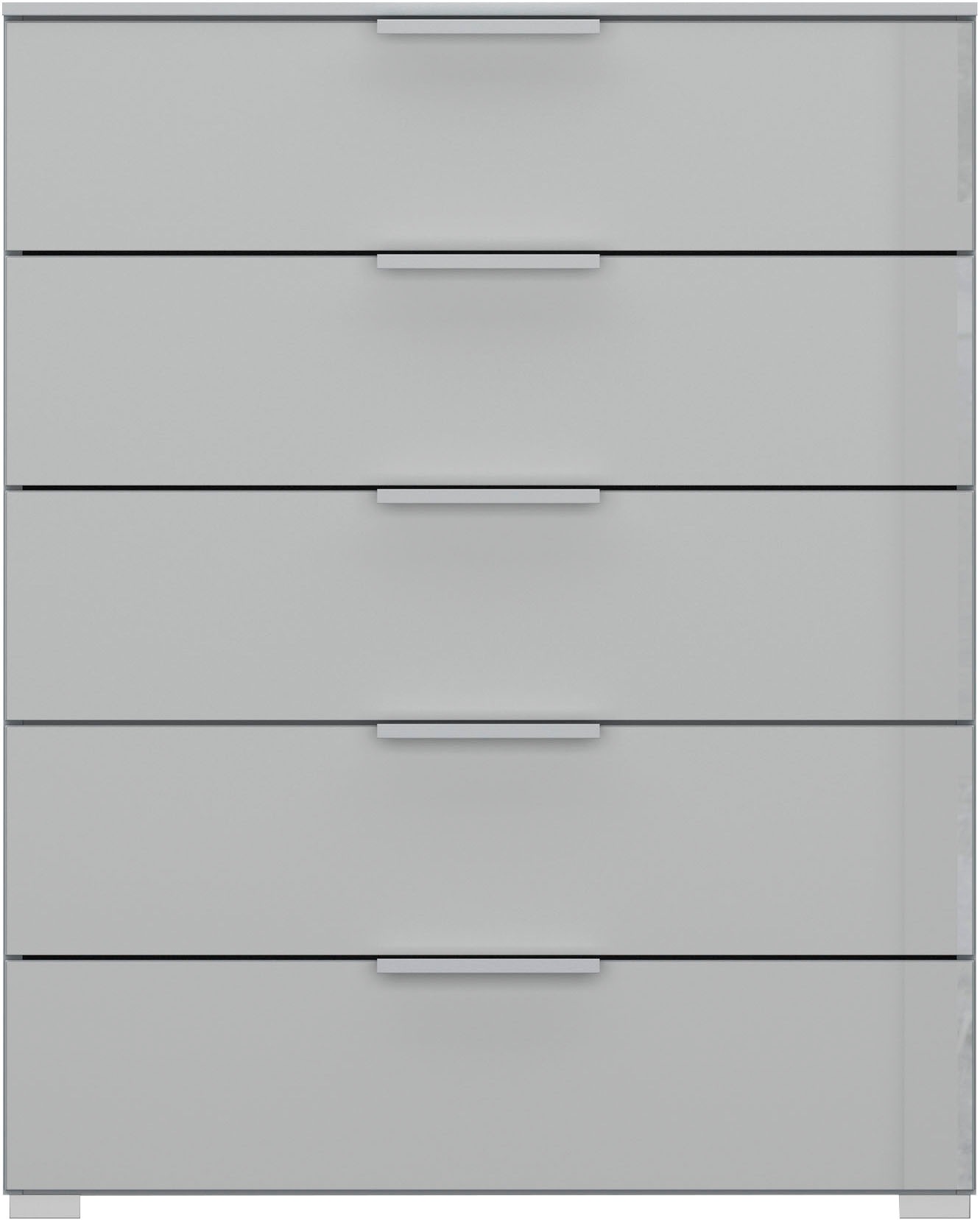 rauch Schubkastenkommode "Kommode Sideboard Wäscheschrank Schrank SKAT MERIDIAN" inkl. SOFT-CLOSE-FUNKTION, mit 5 Schubladen mit Glasfront in elegantem Design MADE IN GERMANY