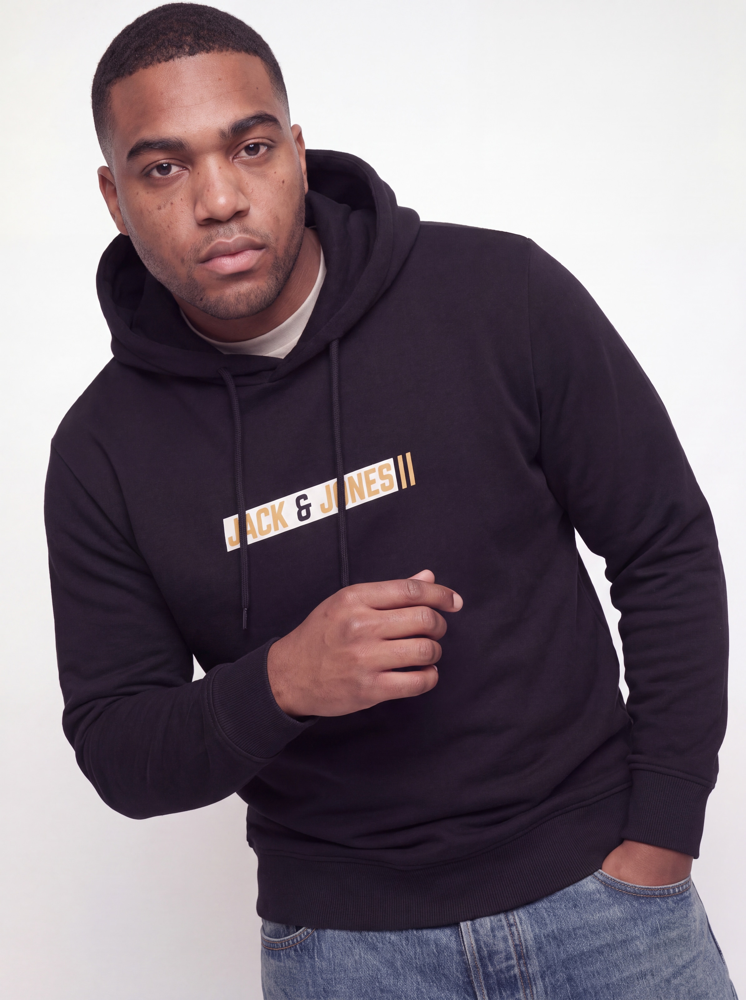 Jack & Jones PlusSize Sweat à capuche »JJMUNK SWEAT HOOD PLS«, mélange de matériaux, coupe normale
