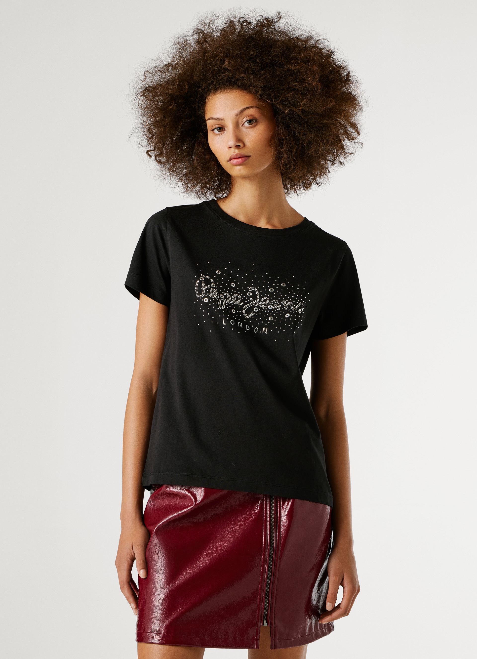 Image of Pepe Jeans T-Shirt "BRADY" mit Rundhals, Nietenapplikation