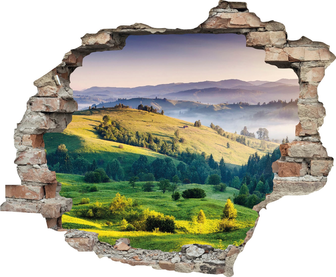 Image of queence Wandtattoo "Hügel" Wandsticker, Wandbild, selbstklebend, 3D, Wanddurchbruch