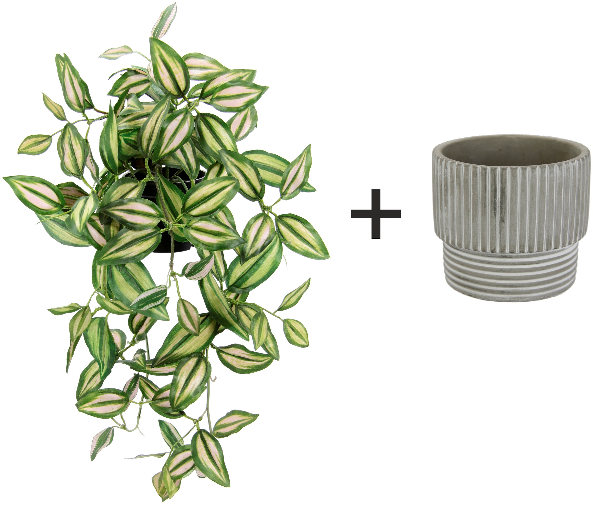 I.GE.A. Kunstpflanze »Tradescantiahänger«, Mit Übertopf Kunstpflanze Hängepflanze Pflanzenampel Kletterpflanze